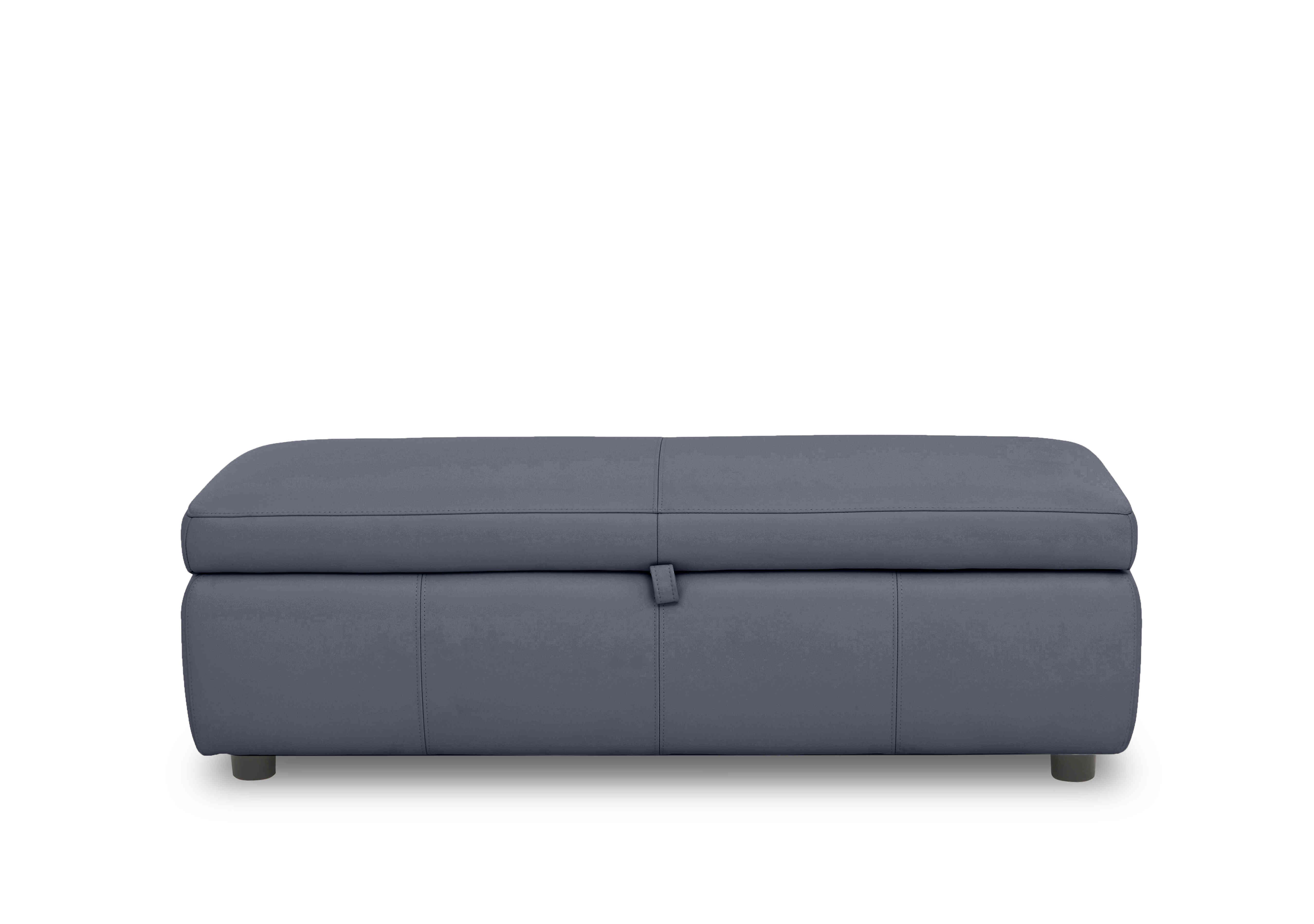 Stark 150cm Leather Blanket Box in Bv-313e Ocean Blue on Furniture Village