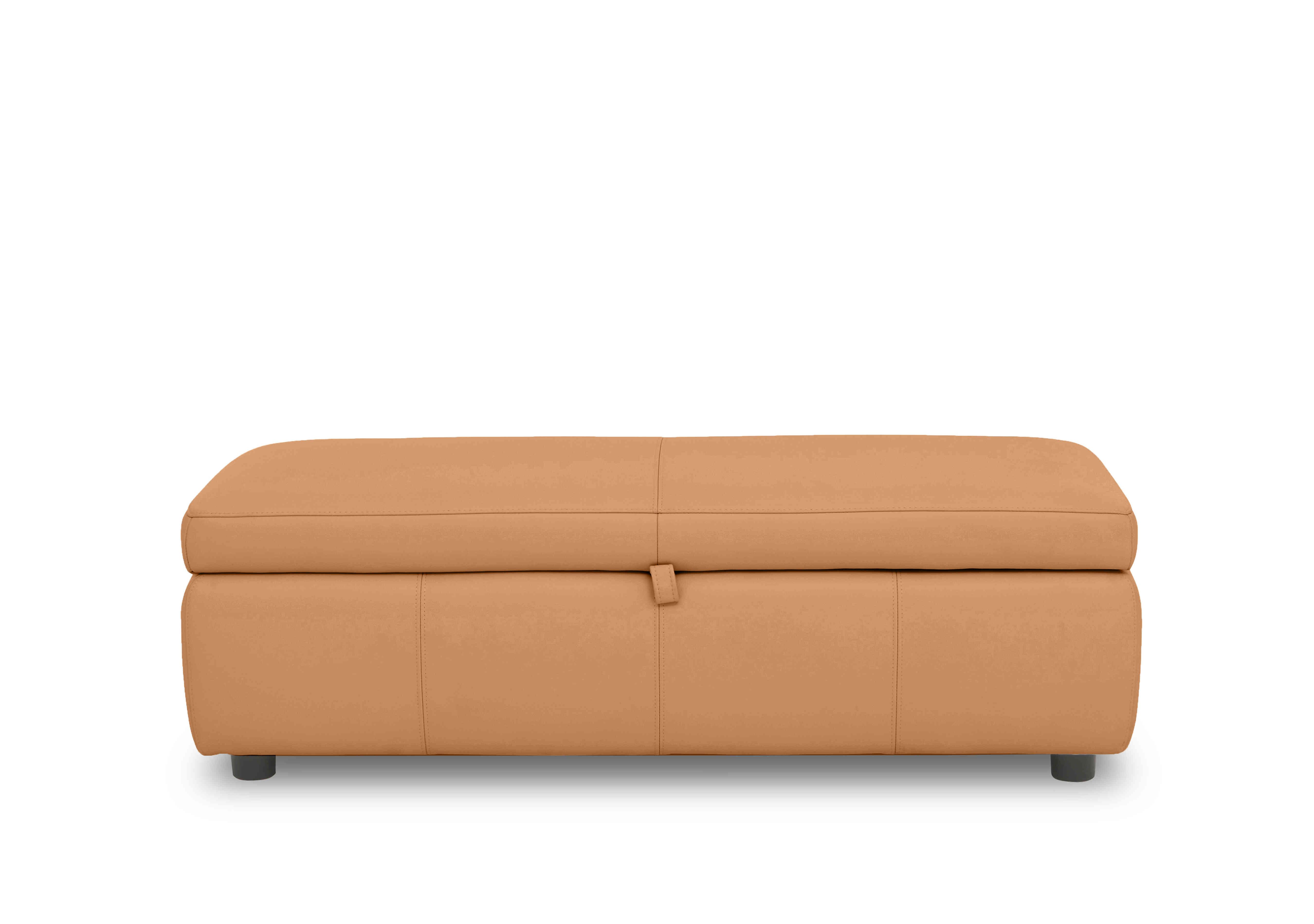 Stark 150cm Leather Blanket Box in Nc-335e Honey Yellow on Furniture Village