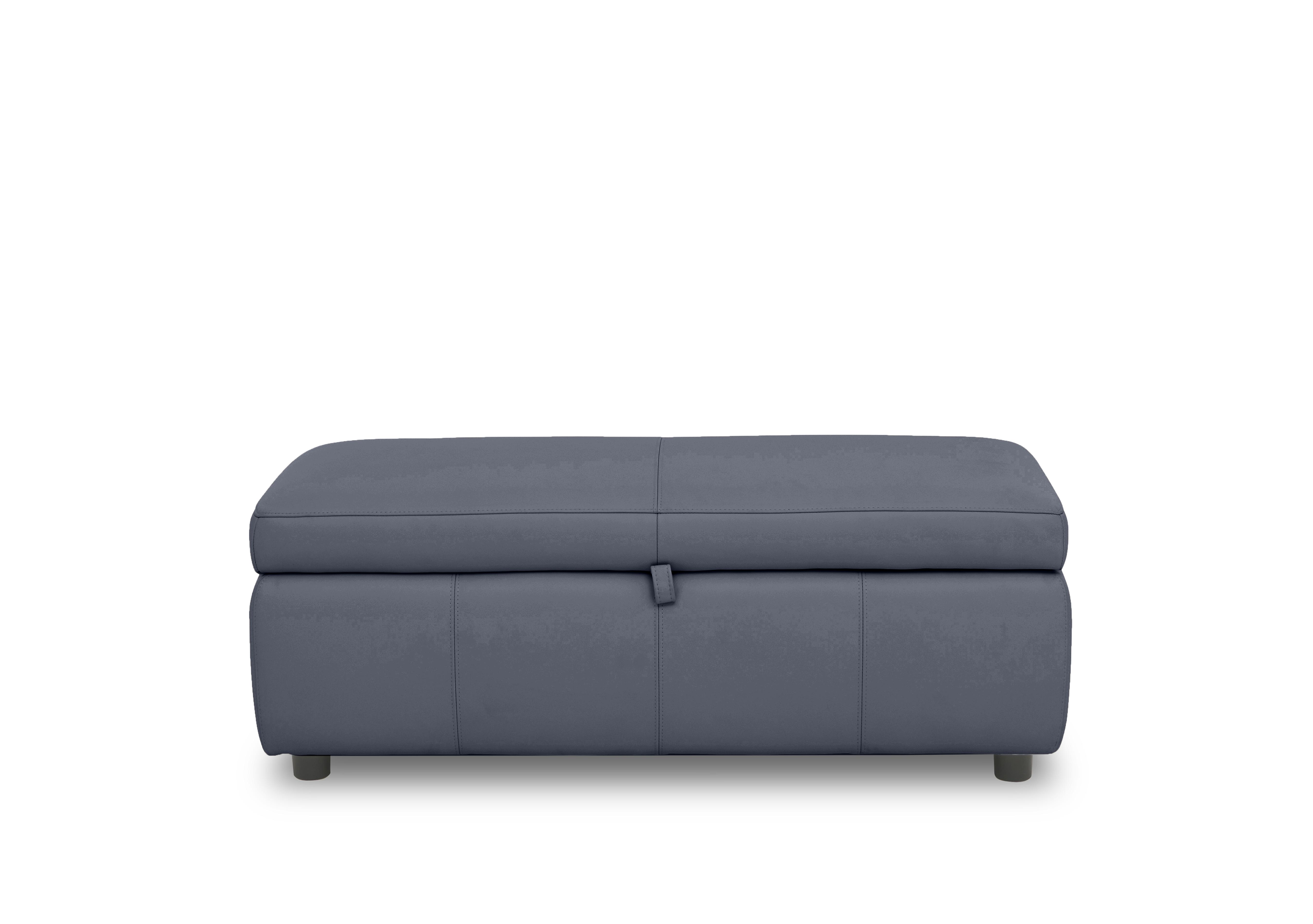Stark 120cm Leather Blanket Box in Bv-313e Ocean Blue on Furniture Village