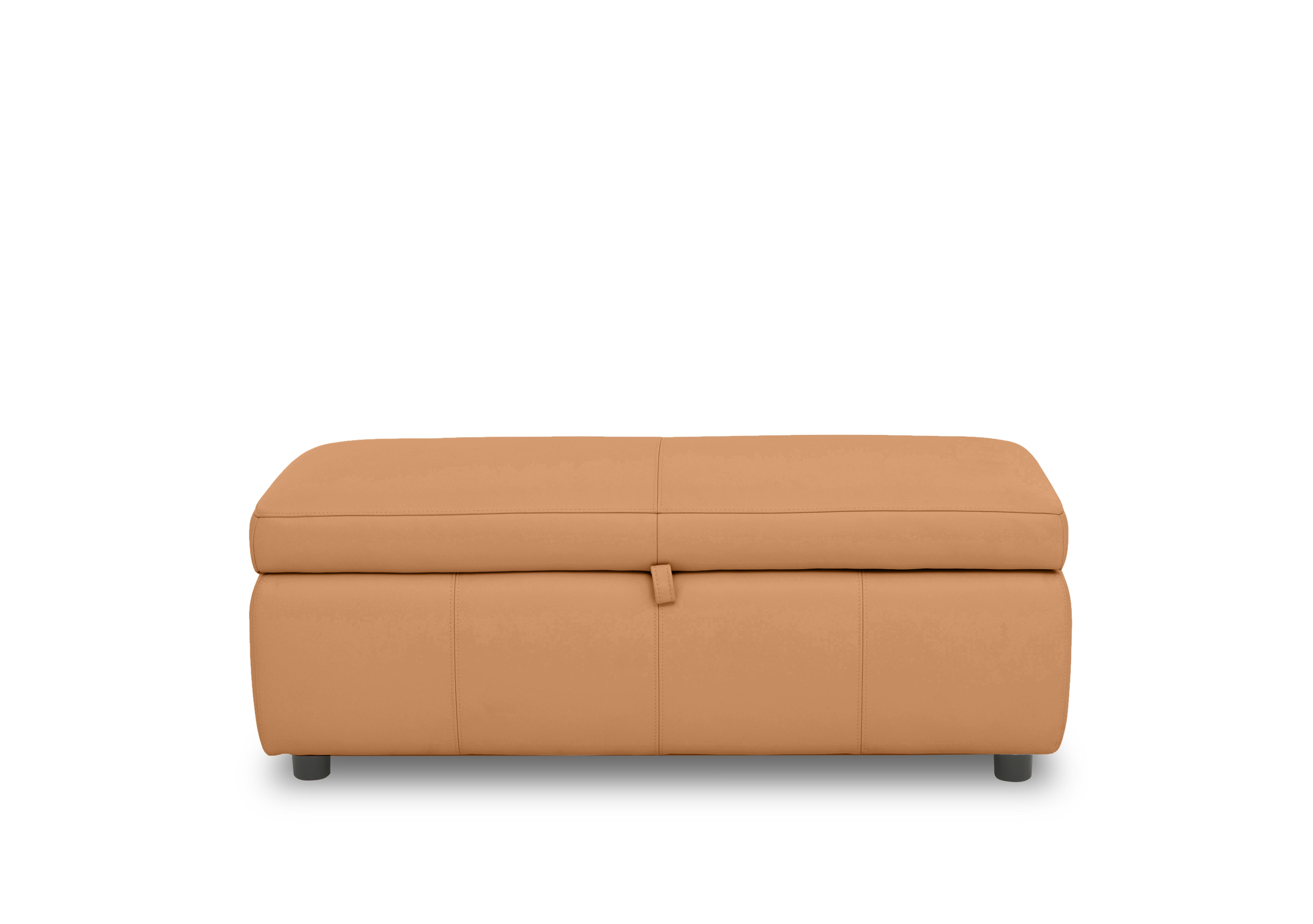 Stark 120cm Leather Blanket Box in Nc-335e Honey Yellow on Furniture Village