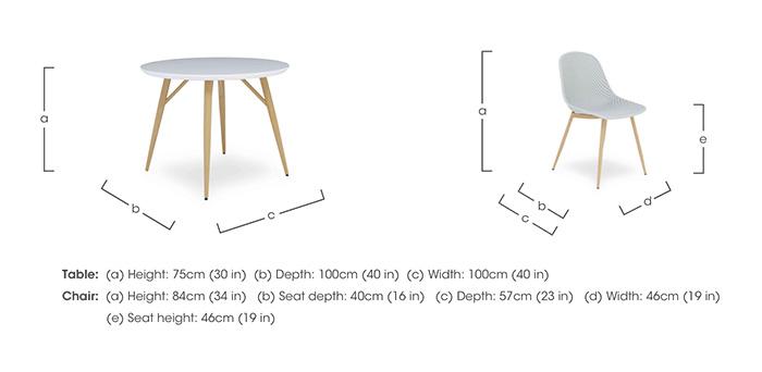 Jonah Round Dining Table with 4 Trellis Plastic Dining Chairs in  on Furniture Village