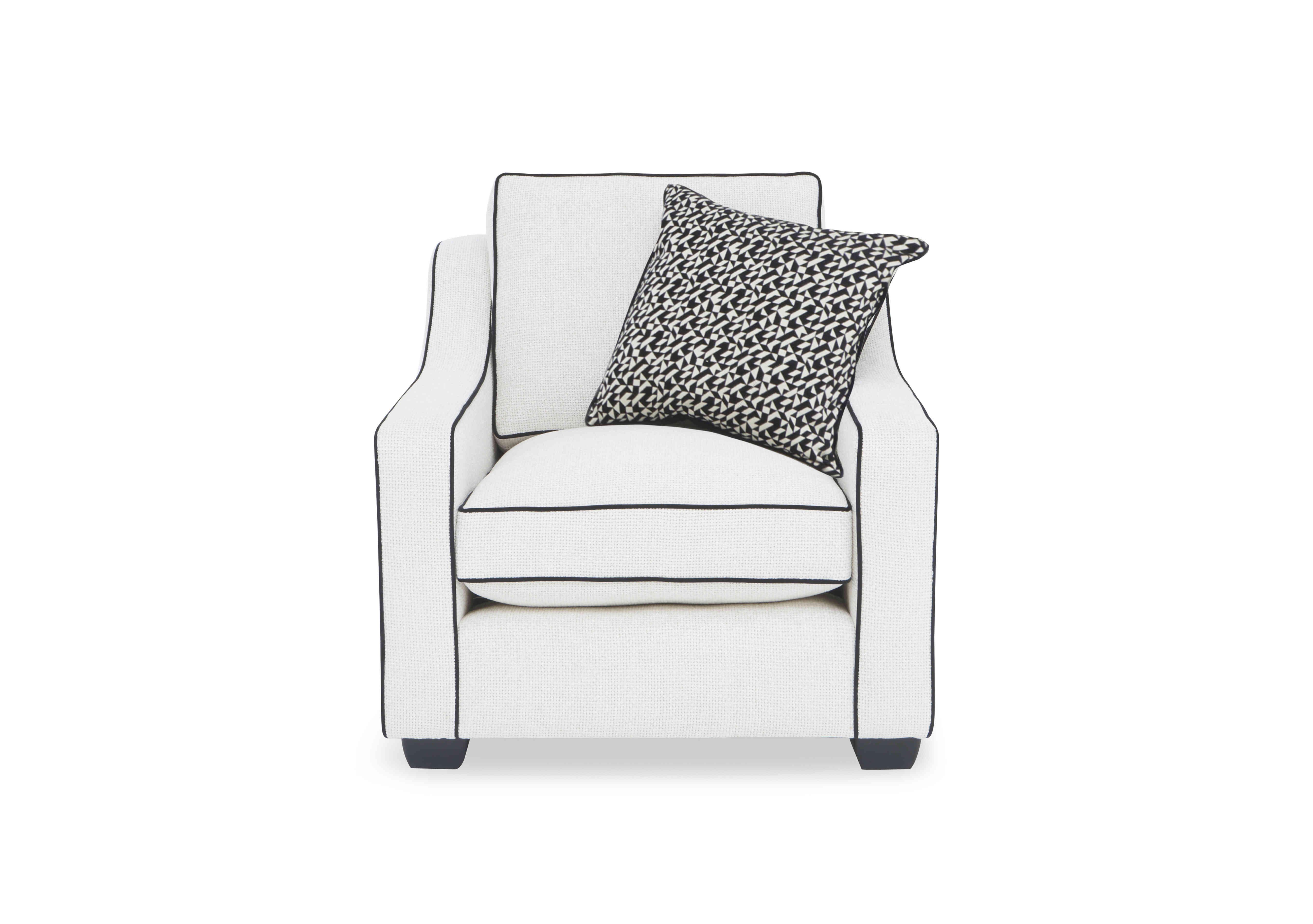 Celine Armchair in Tuzzi Ivory Mchrome Scat Eb Cp on Furniture Village