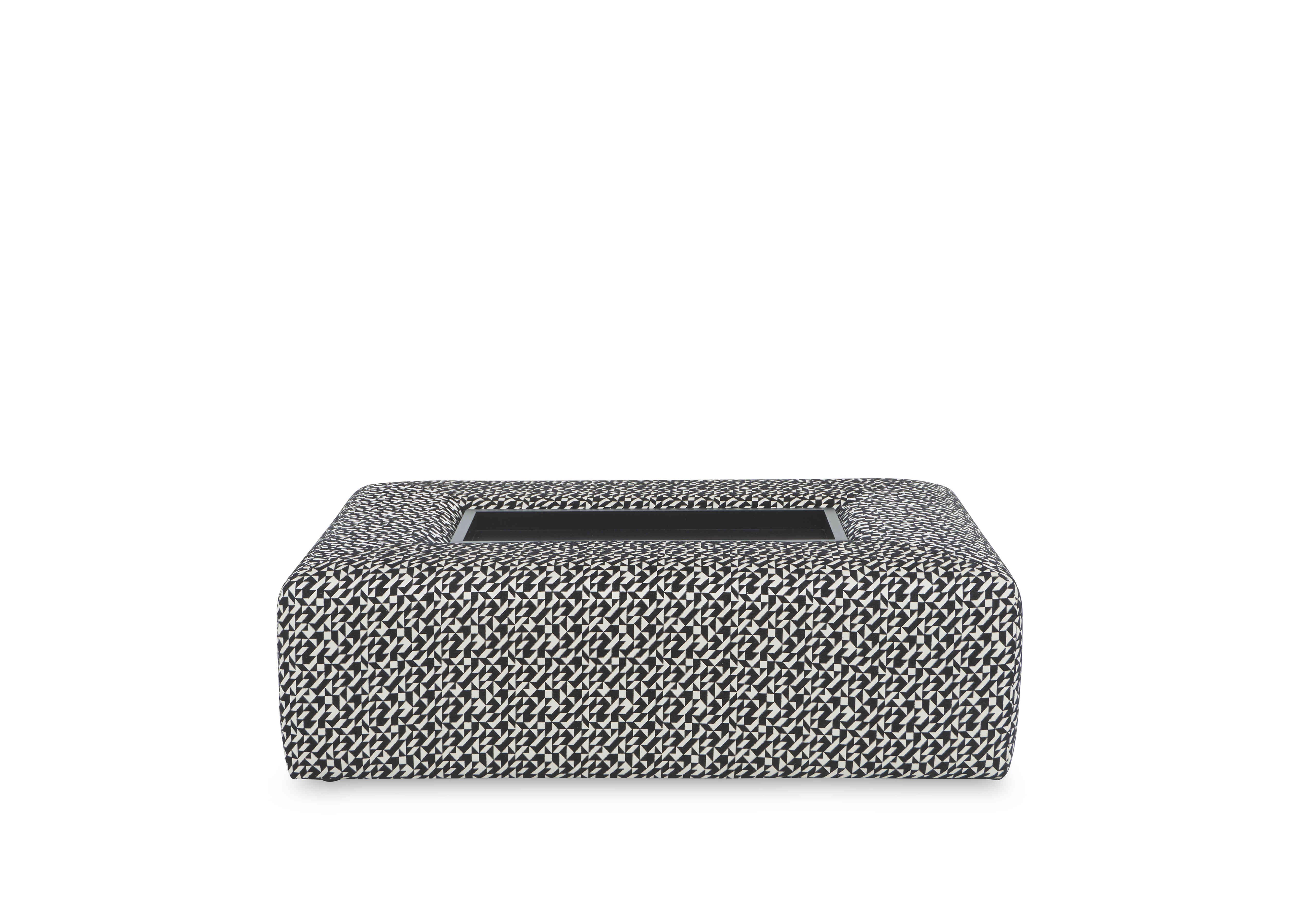 Celine Rectangular Footstool with Wooden Tray in Tangram Monochrome Eb Sp on Furniture Village
