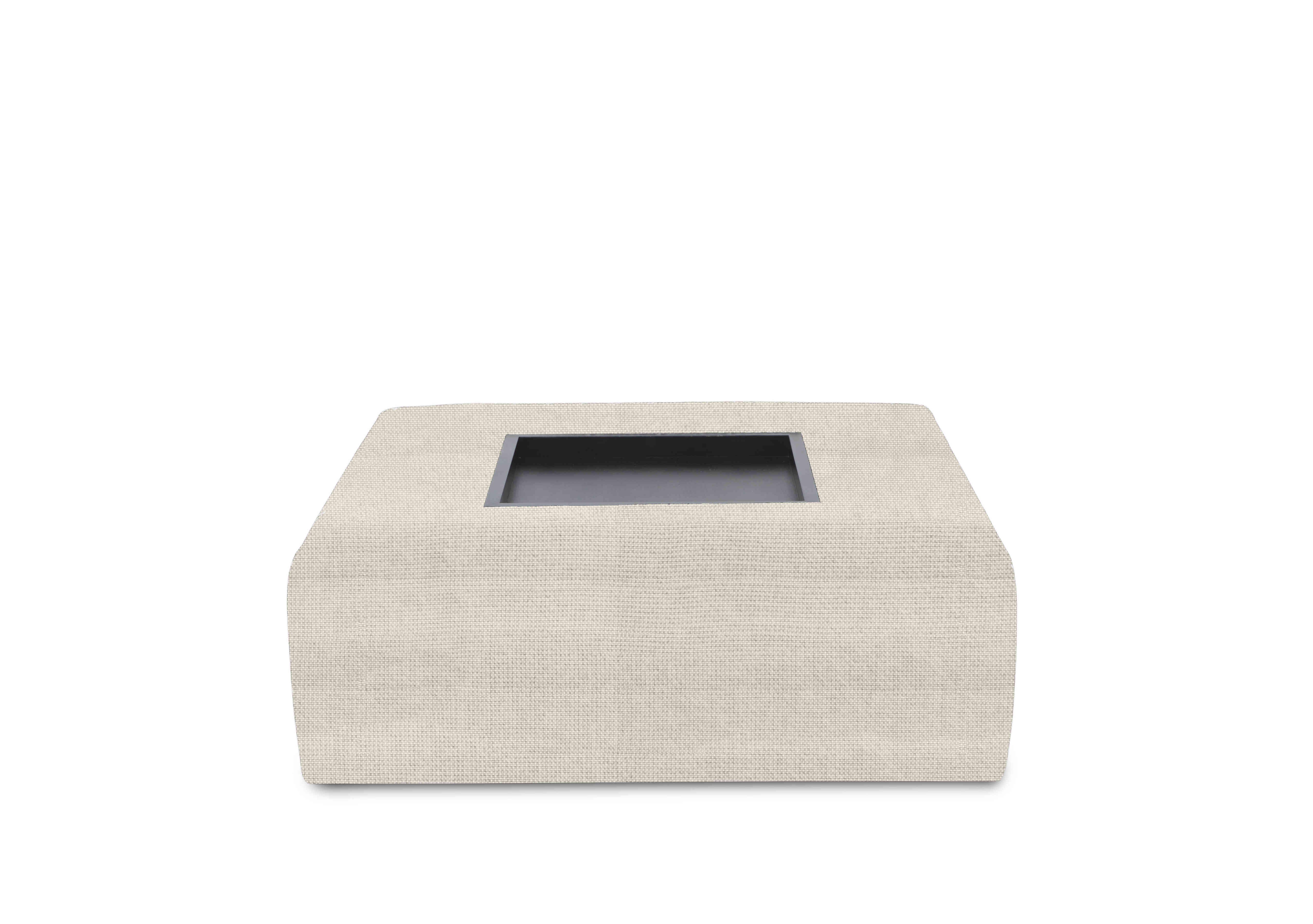 Celine Square Footstool with Wooden Tray in Dice Natural Eb Sp on Furniture Village