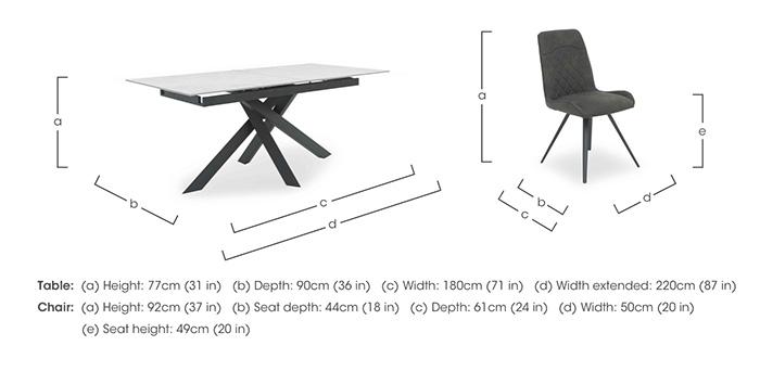 Warrior Crystal White Extending Dining Table with 6 Standard Dining Chairs in  on Furniture Village