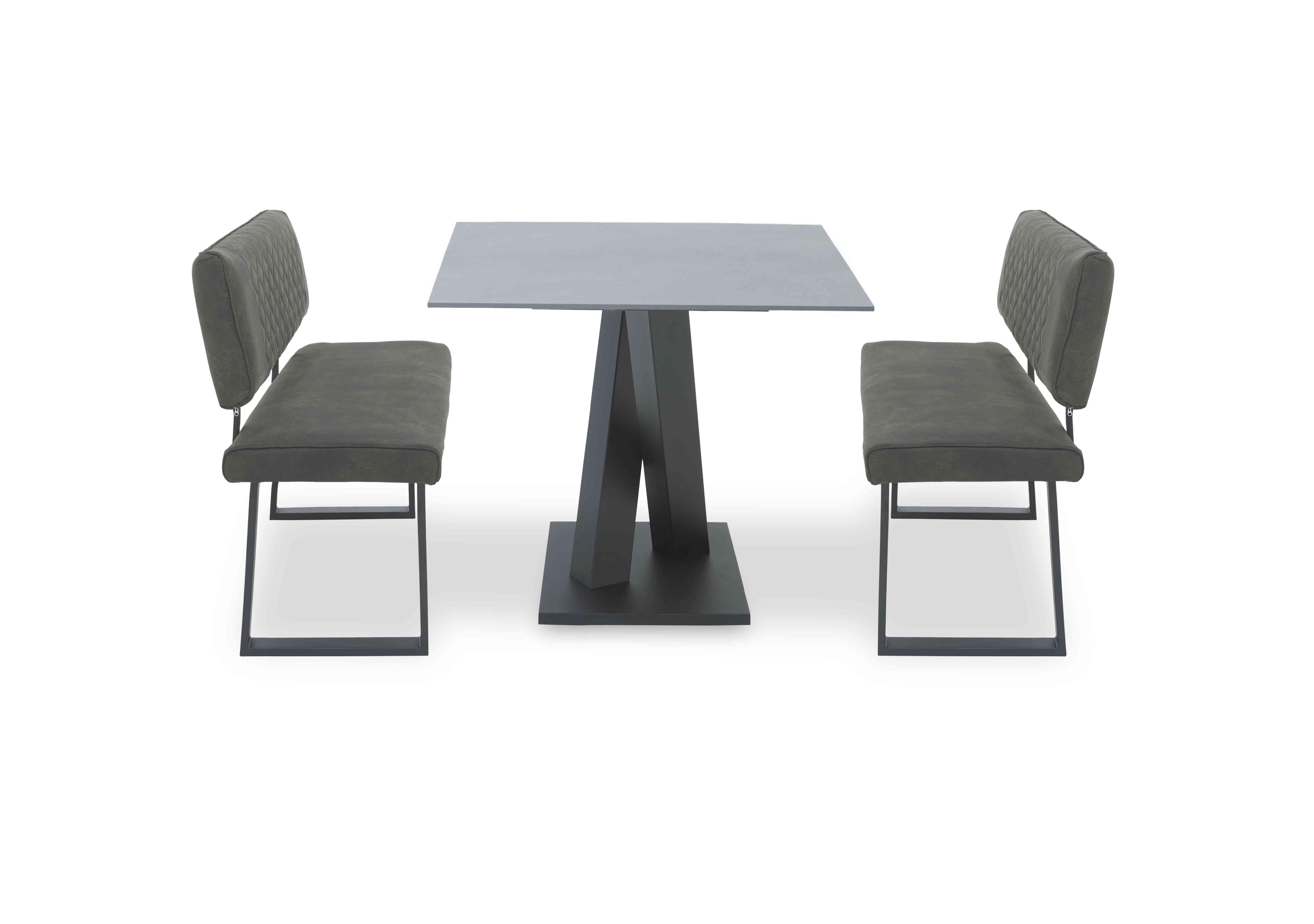 Warrior Grey Compact Fixed Dining Table with 2 High Back Benches in Grey/Grey on Furniture Village