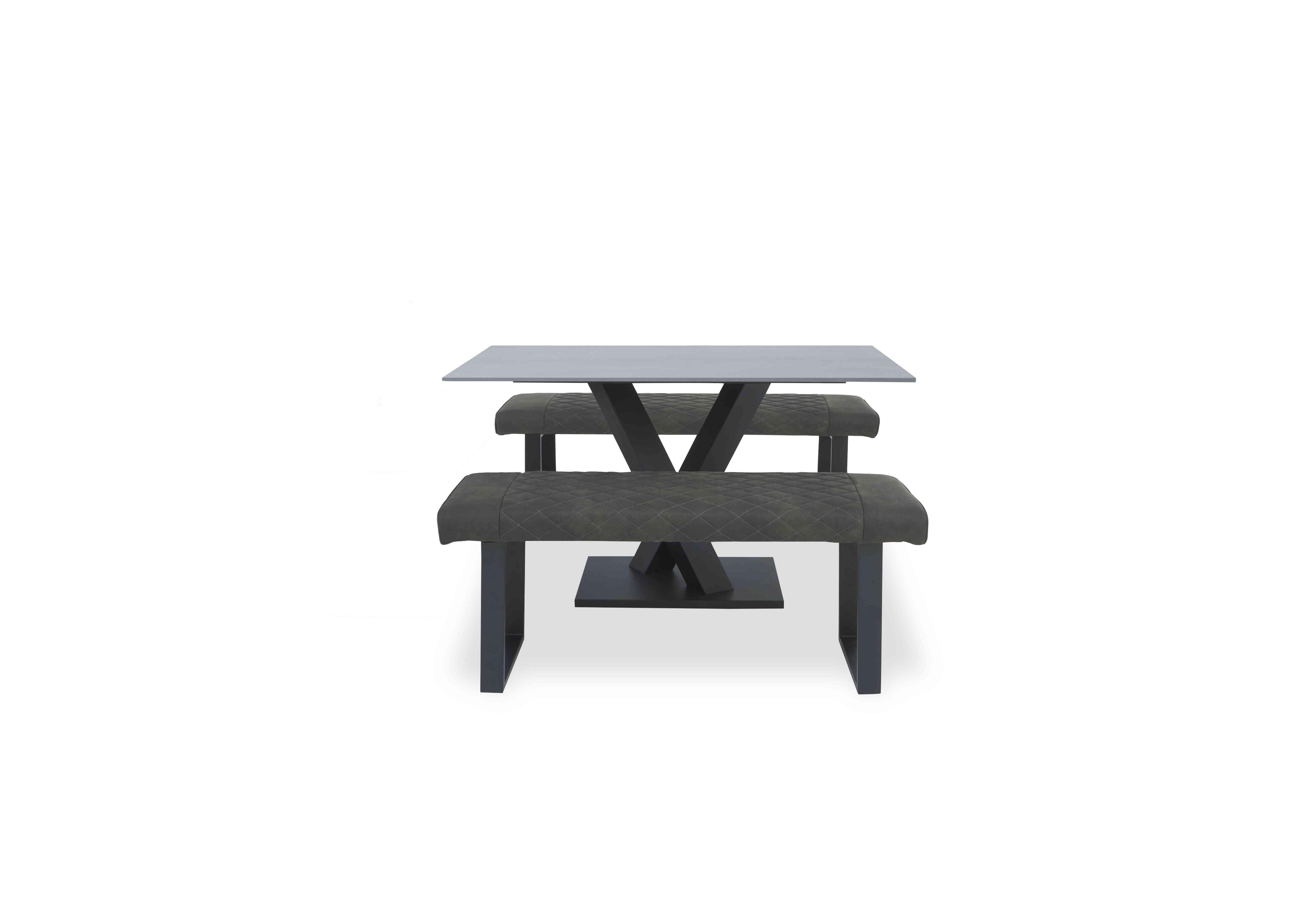 Warrior Grey Compact Fixed Dining Table with 2 Standard Benches in Grey/Grey on Furniture Village