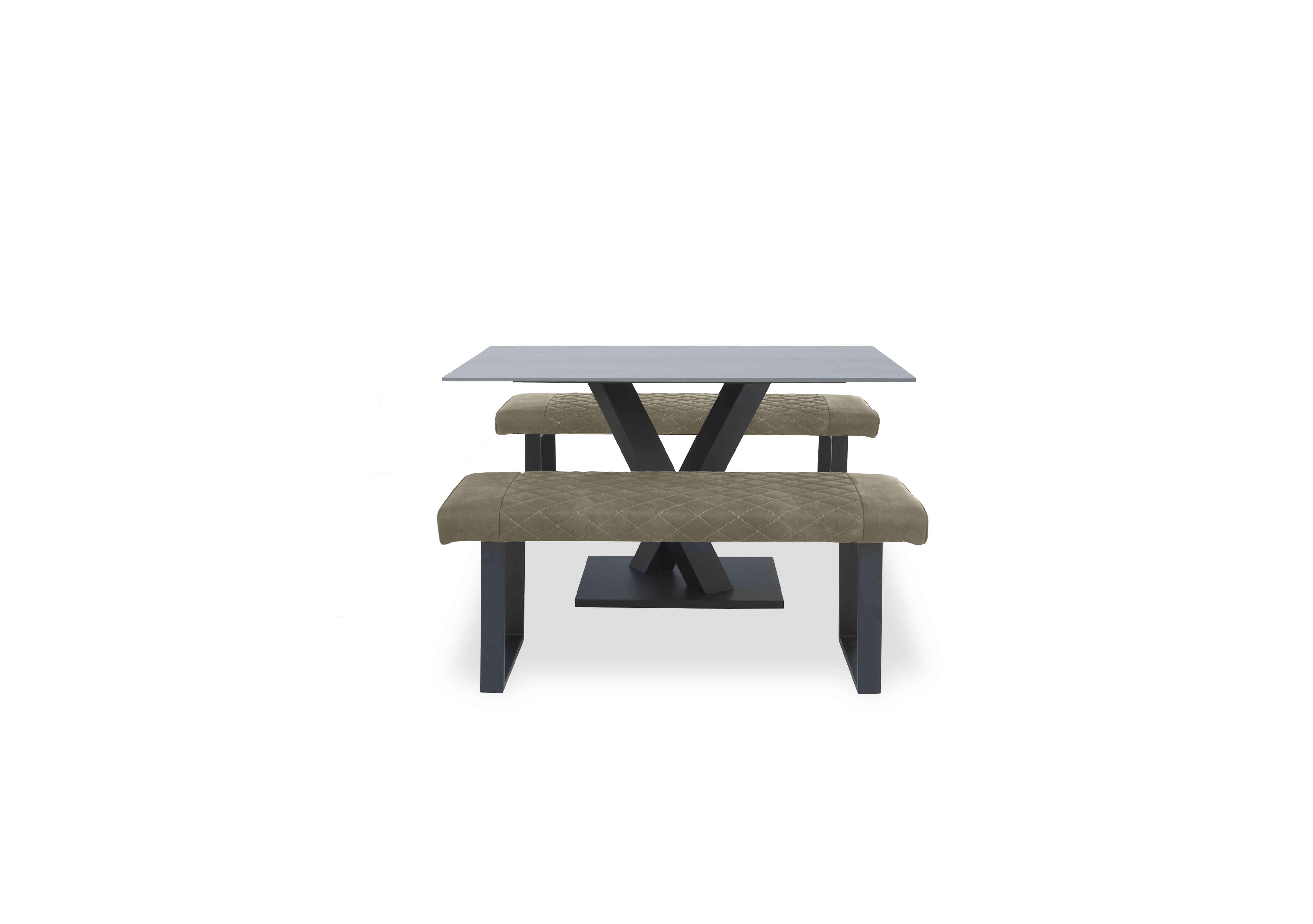 Warrior Grey Compact Fixed Dining Table with 2 Standard Benches in Grey/Taupe on Furniture Village