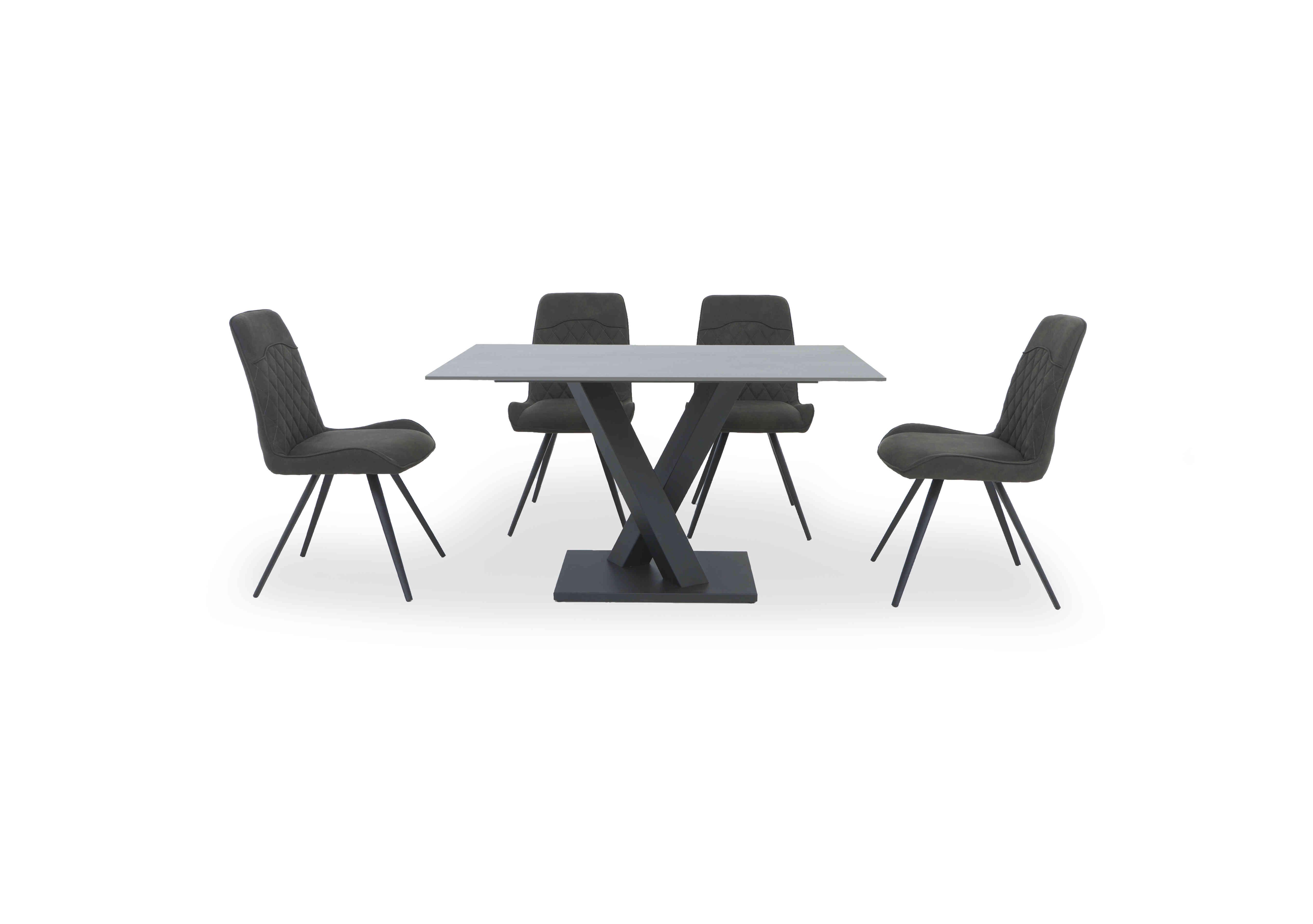 Warrior Grey Compact Fixed Dining Table with 4 Standard Dining Chairs in Grey/Grey on Furniture Village