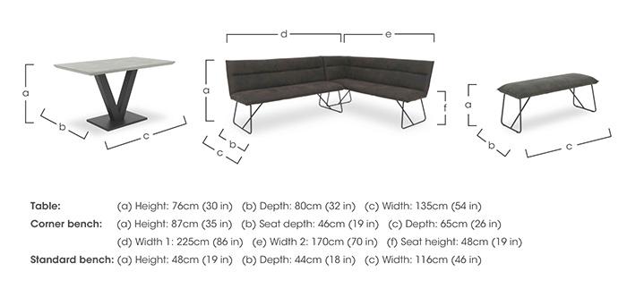 Ruben Dining Table with a Faux Suede Right Hand Facing Corner Dining Bench and Standard Dining Bench in  on Furniture Village