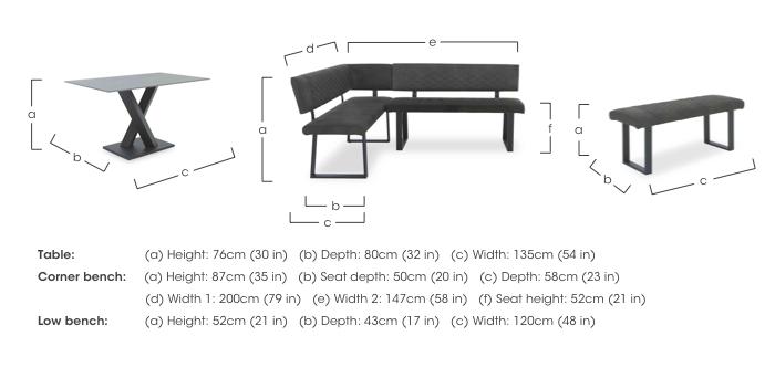 Warrior Grey Compact Fixed Dining Table with Right Hand Facing Corner Bench and Standard Bench in  on Furniture Village