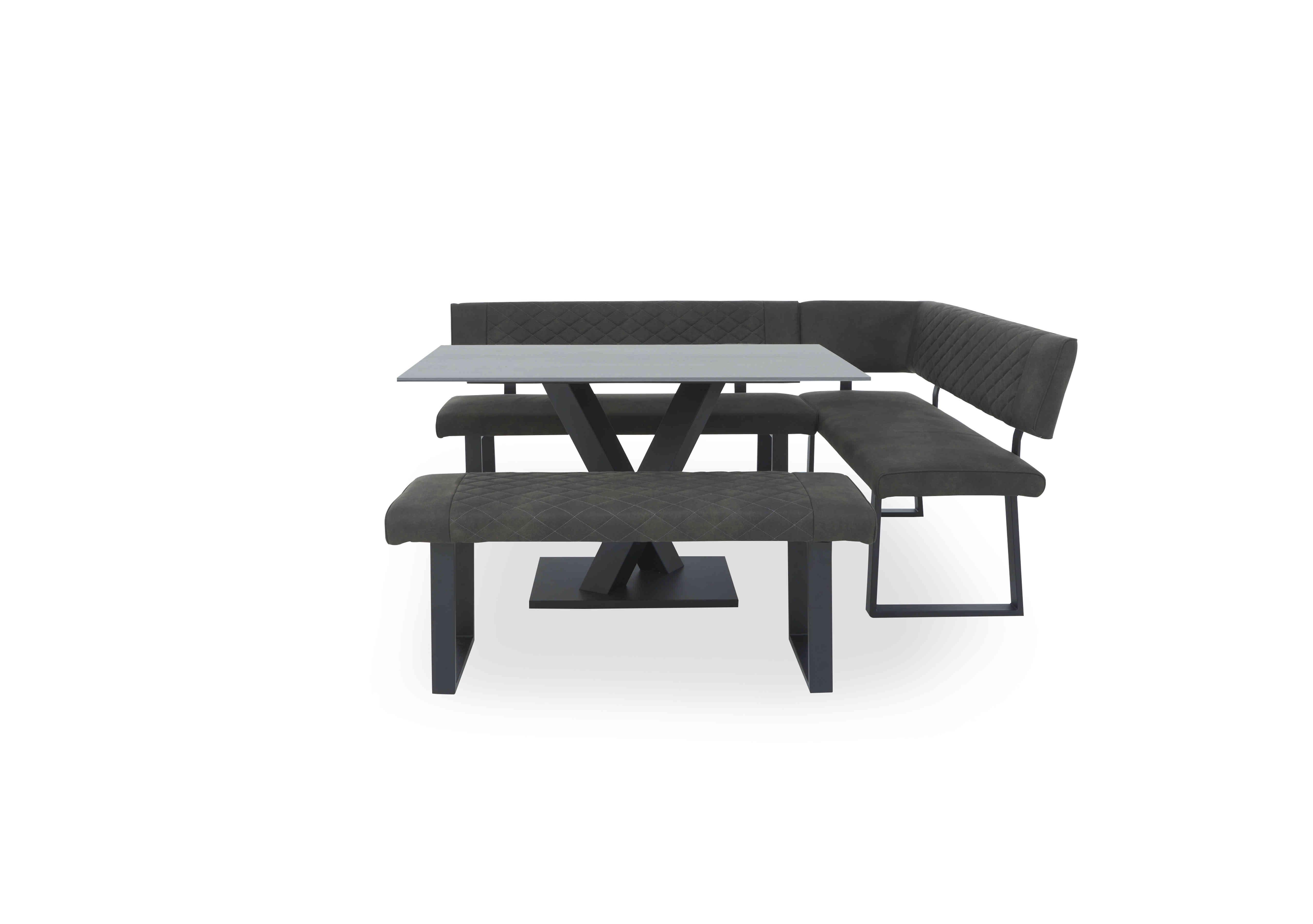 Warrior Grey Compact Fixed Dining Table with Right Hand Facing Corner Bench and Standard Bench in Grey/Grey on Furniture Village