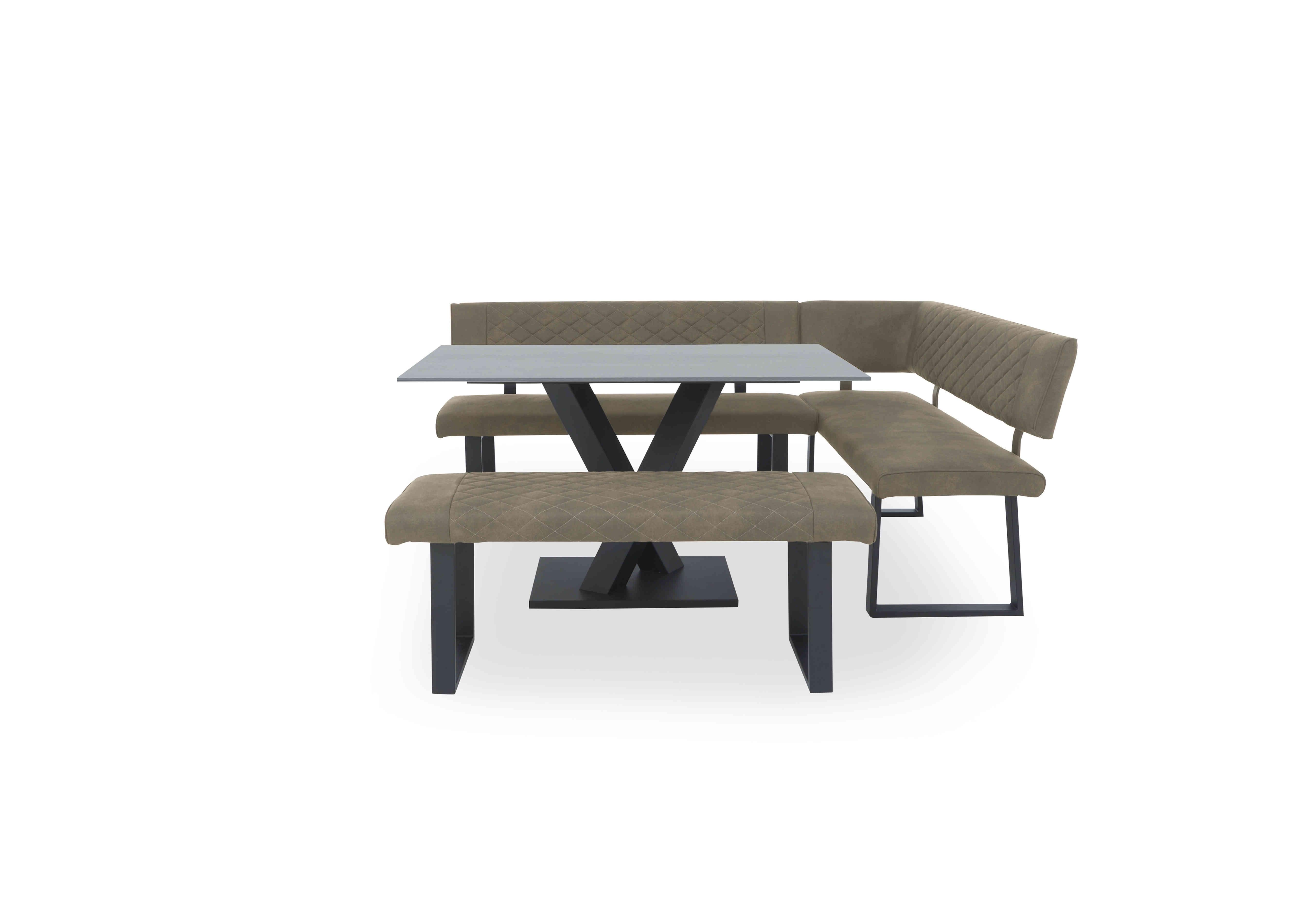Warrior Grey Compact Fixed Dining Table with Right Hand Facing Corner Bench and Standard Bench in Grey/Taupe on Furniture Village