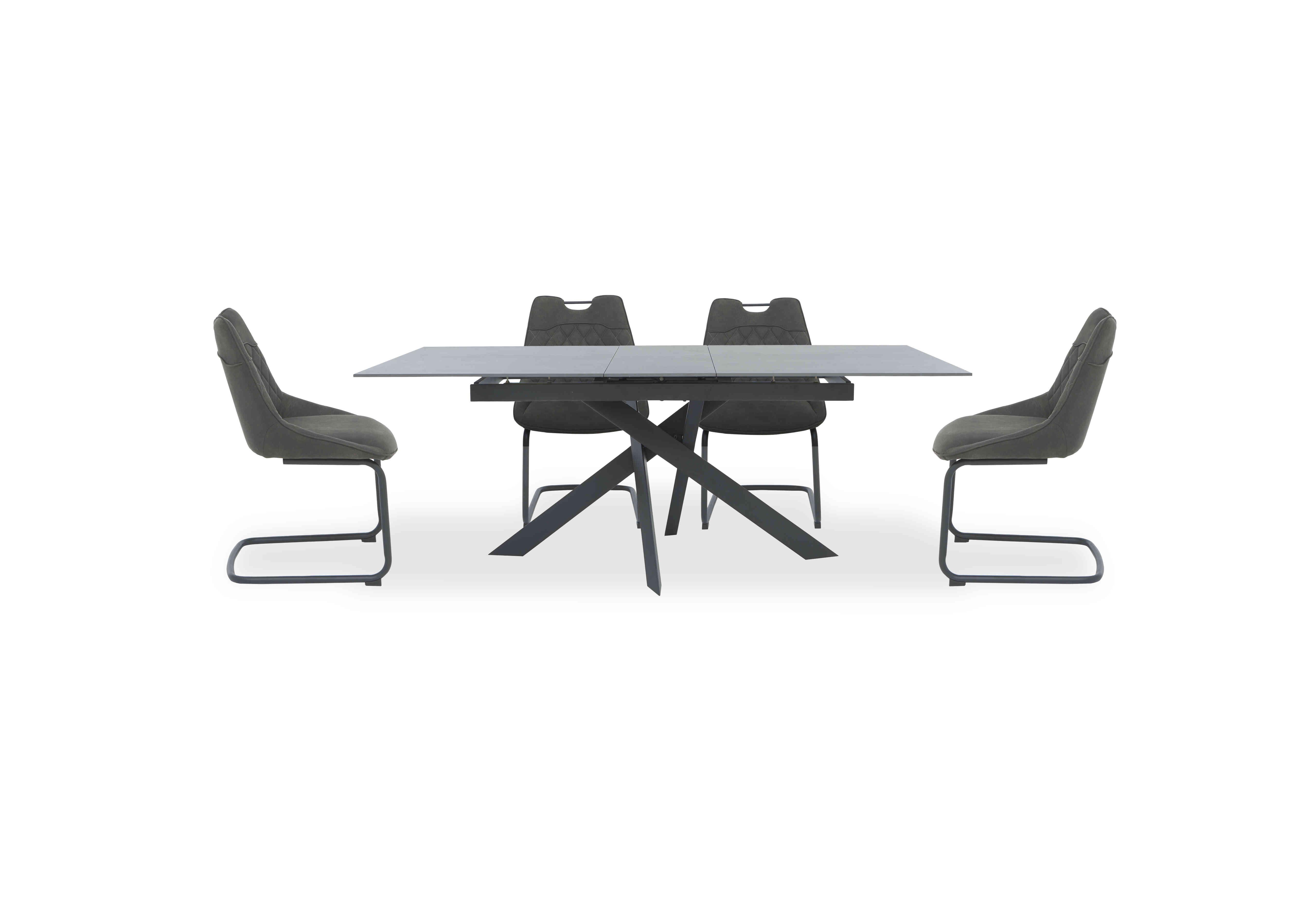 Warrior Grey Extending Dining Table with 4 Cantilever Dining Chairs in Grey/Grey on Furniture Village