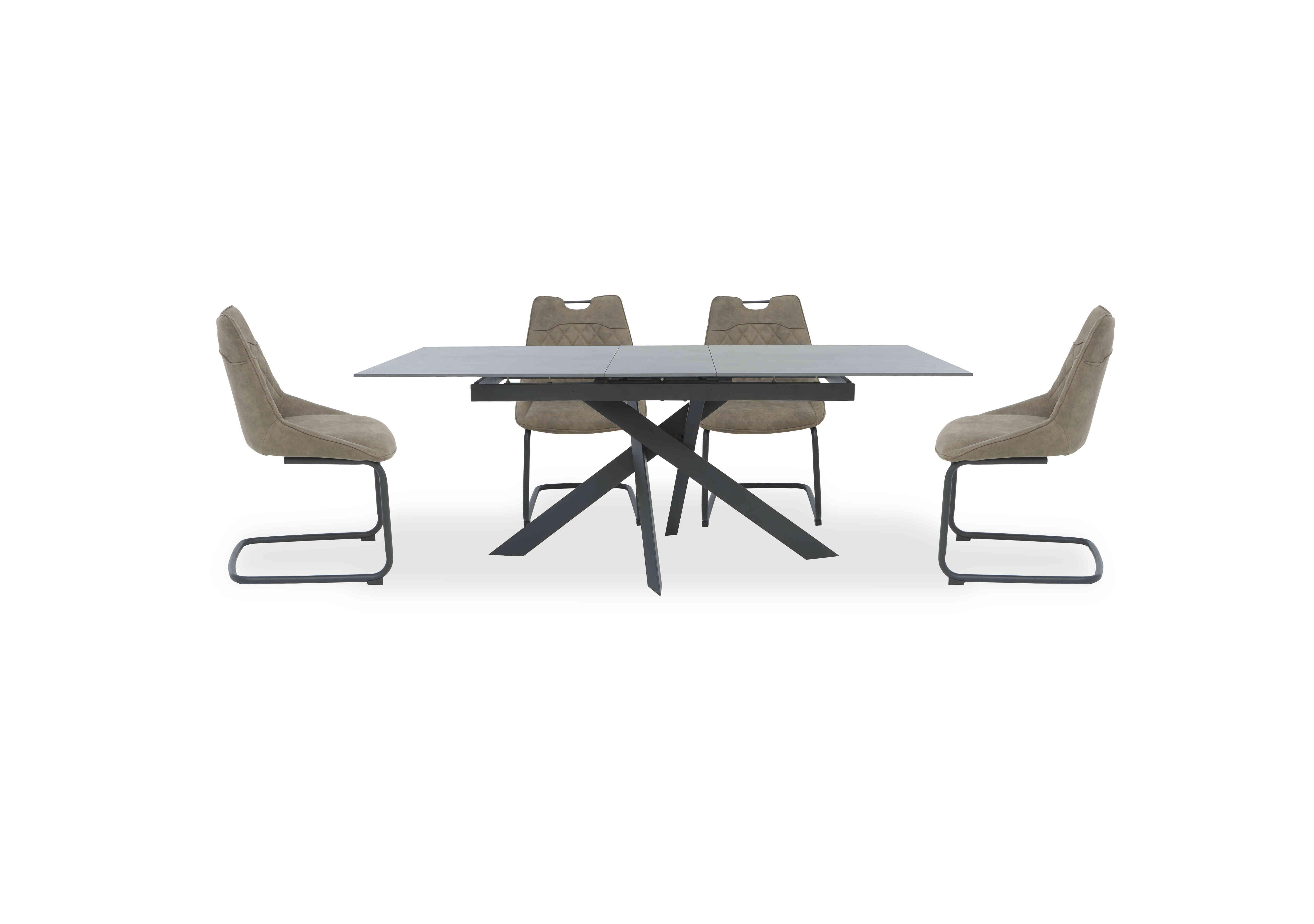 Warrior Grey Extending Dining Table with 4 Cantilever Dining Chairs in Grey/Taupe on Furniture Village
