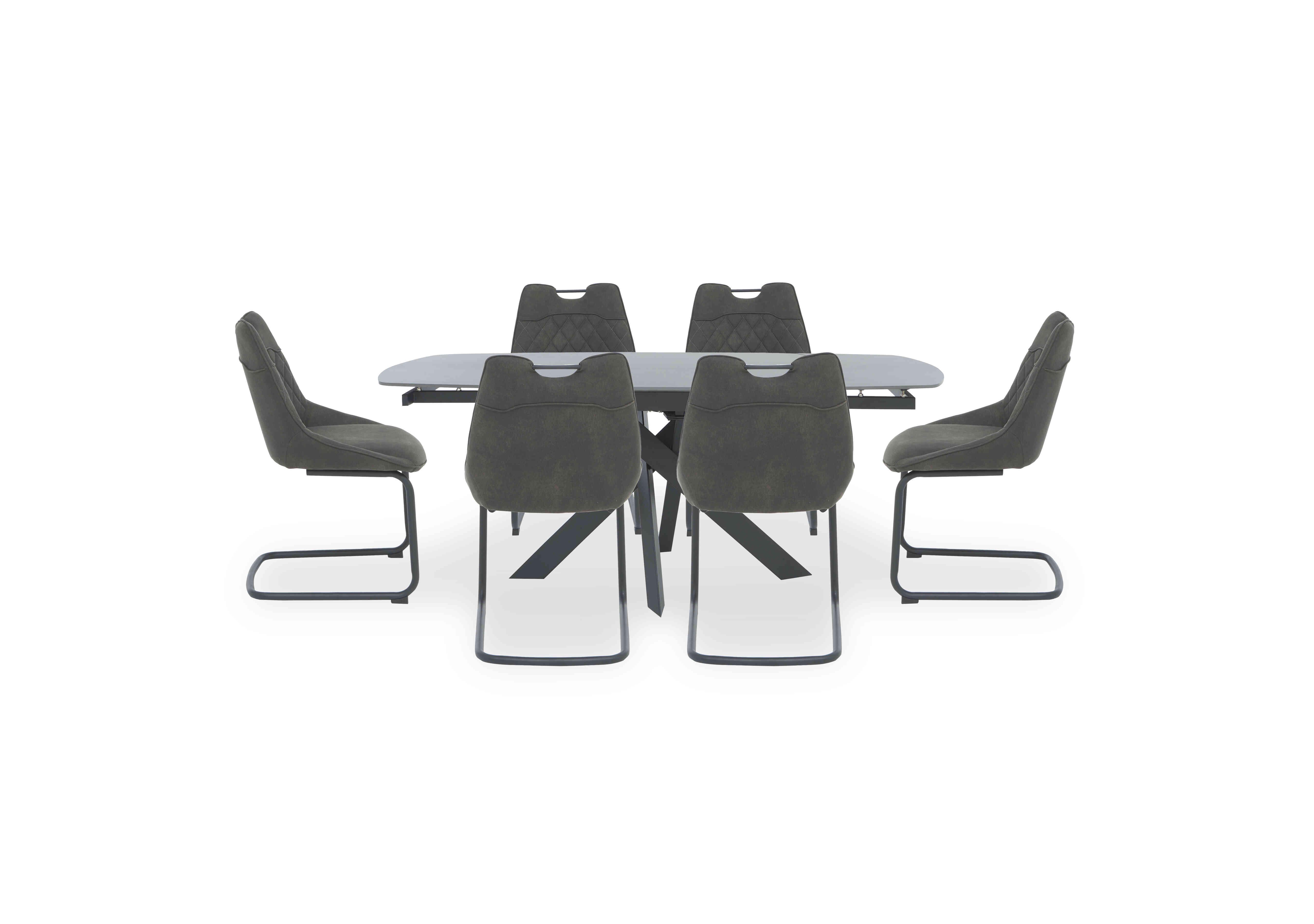 Warrior Grey Swivel Extending Dining Table with 6 Cantilever Dining Chairs in Grey/Grey on Furniture Village