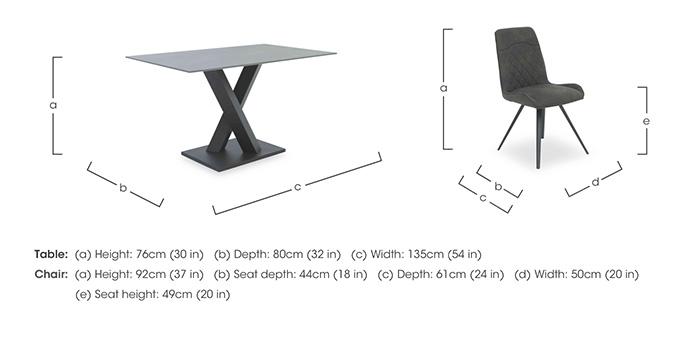 Warrior Grey Compact Fixed Dining Table with 6 Standard Dining Chairs in  on Furniture Village