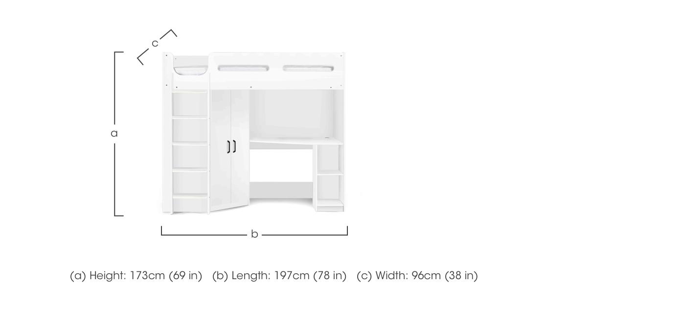 Jakob High Sleeper with Wardrobe and Desk in  on Furniture Village