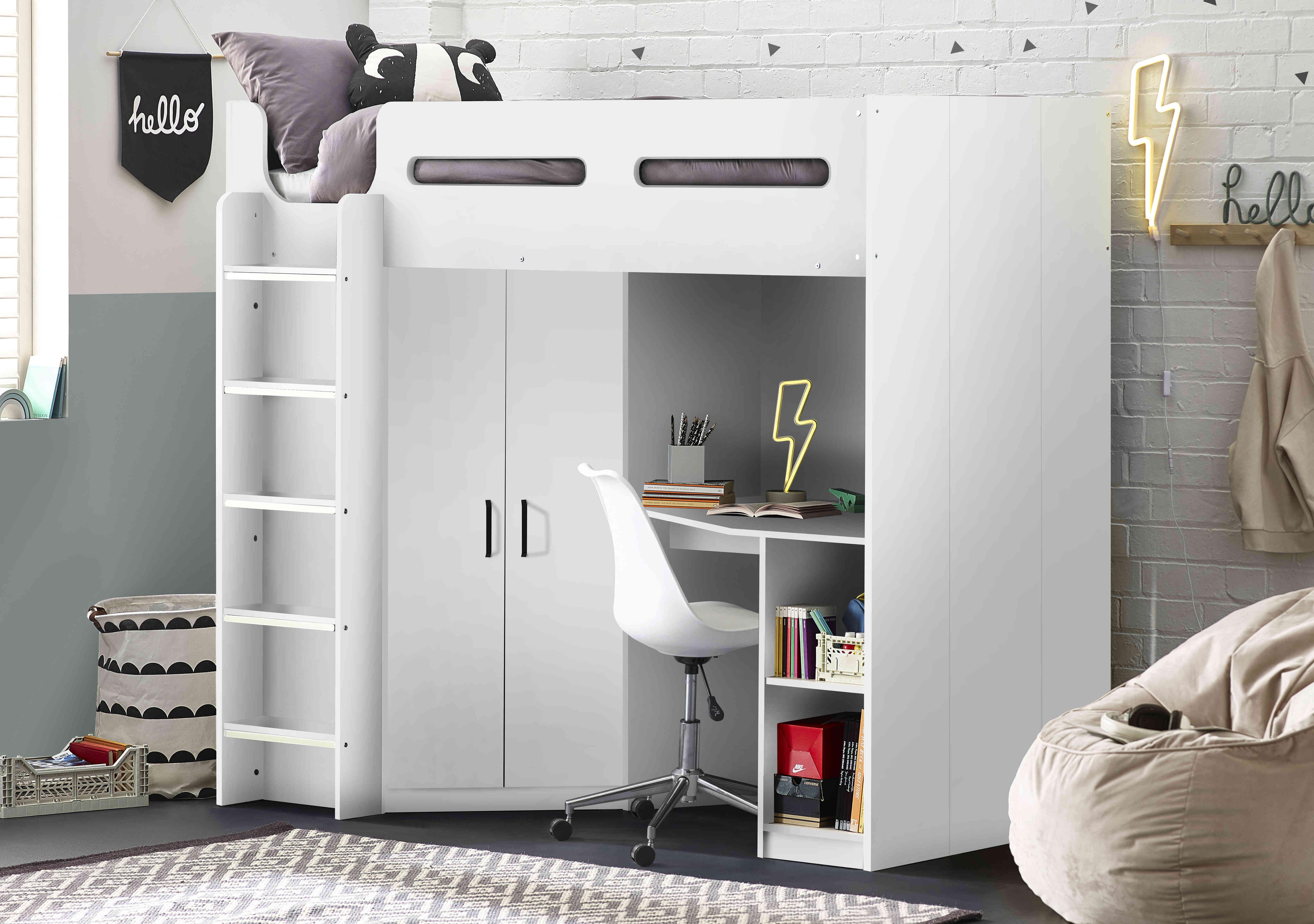 Jakob High Sleeper with Wardrobe and Desk in  on Furniture Village