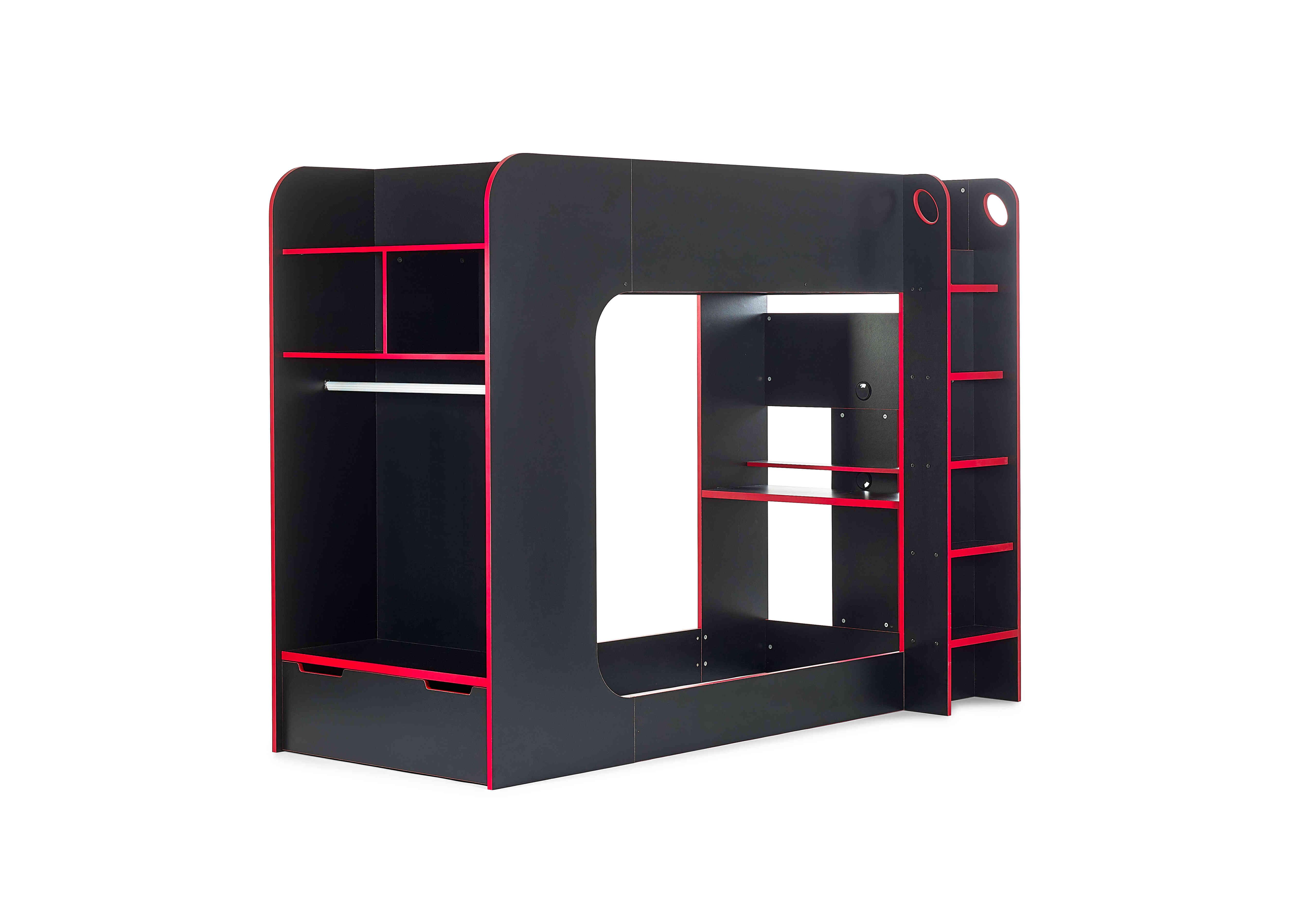 Kari Gaming Bunk Bed in Black And Red on Furniture Village