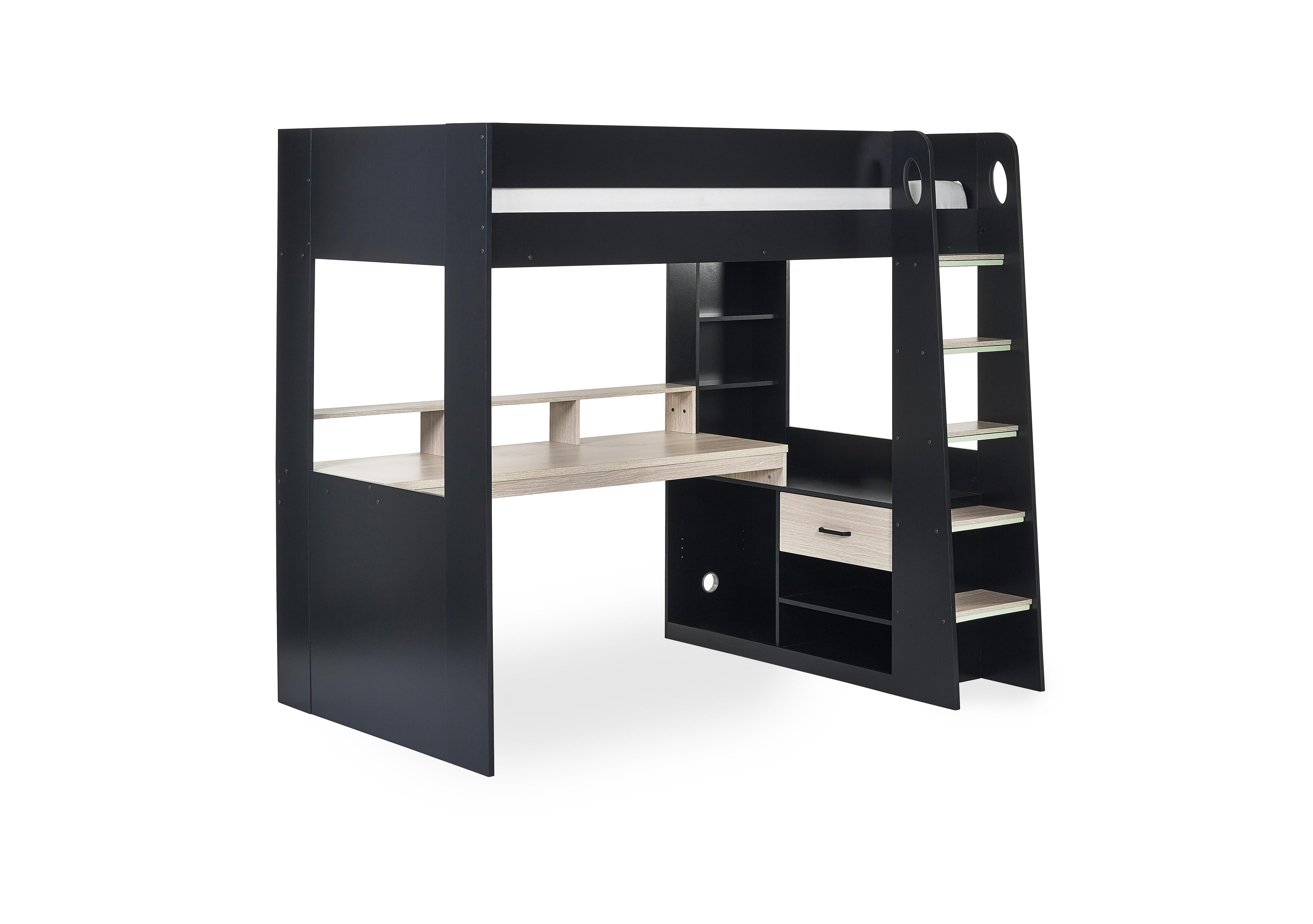 Nora Gaming High Sleeper in Black And Pale Wood on Furniture Village