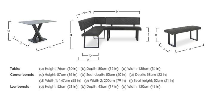Warrior Grey Compact Fixed Dining Table with Left Hand Facing Corner Bench and Standard Bench in  on Furniture Village