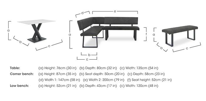 Warrior Crystal White Compact Fixed Dining Table with Left Hand Facing Corner Bench and Standard Bench in  on Furniture Village