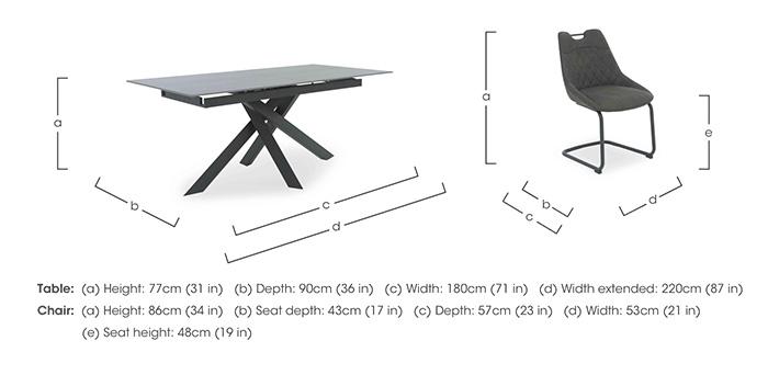 Warrior Grey Extending Dining Table with 6 Cantilever Dining Chairs in  on Furniture Village