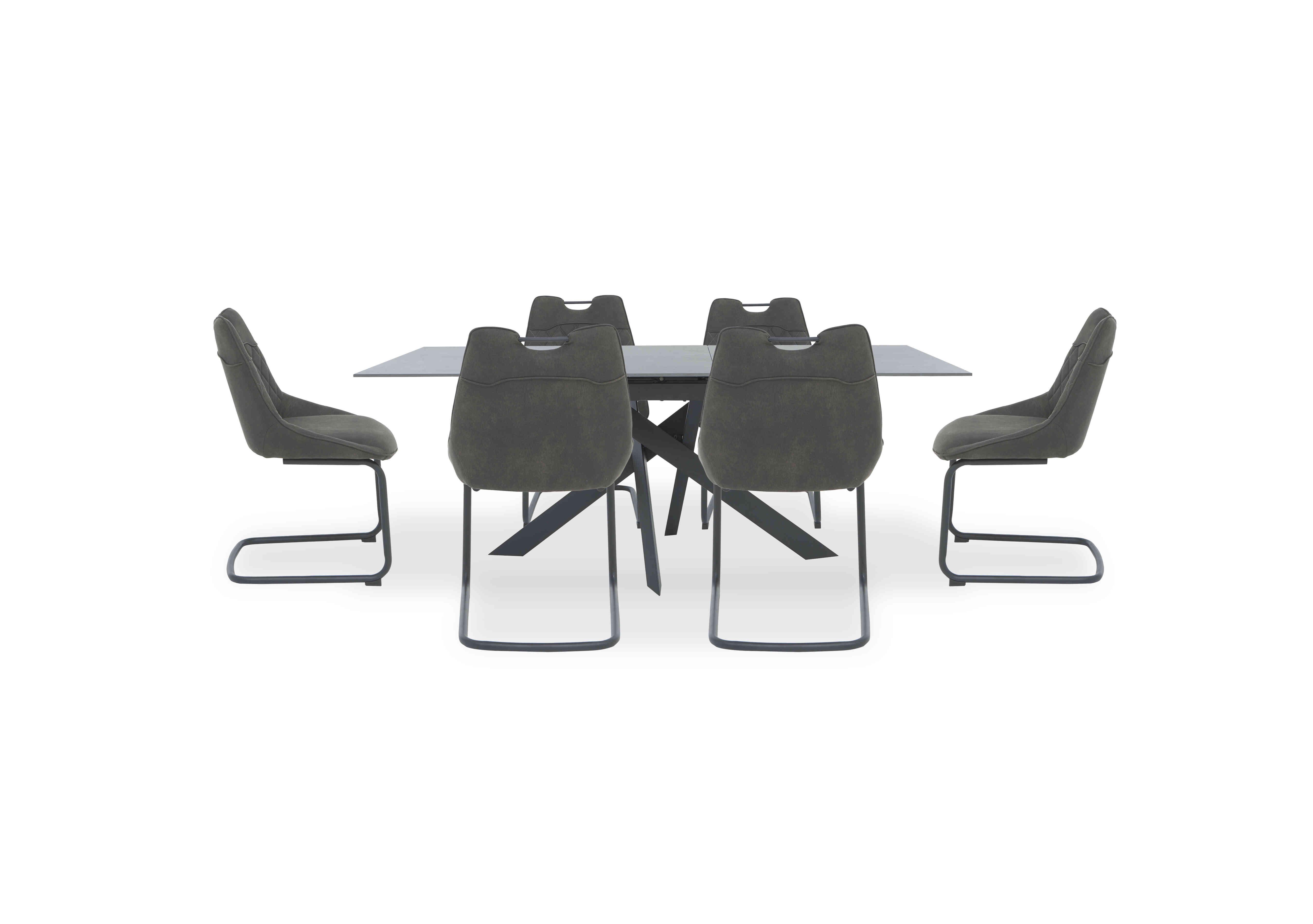 Warrior Grey Extending Dining Table with 6 Cantilever Dining Chairs in Grey/Grey on Furniture Village