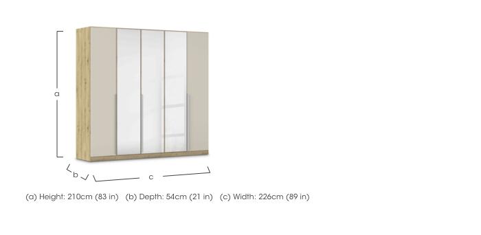 Freja 226cm 5 Door Hinged Glass Wardrobe With Mirror Doors in  on Furniture Village