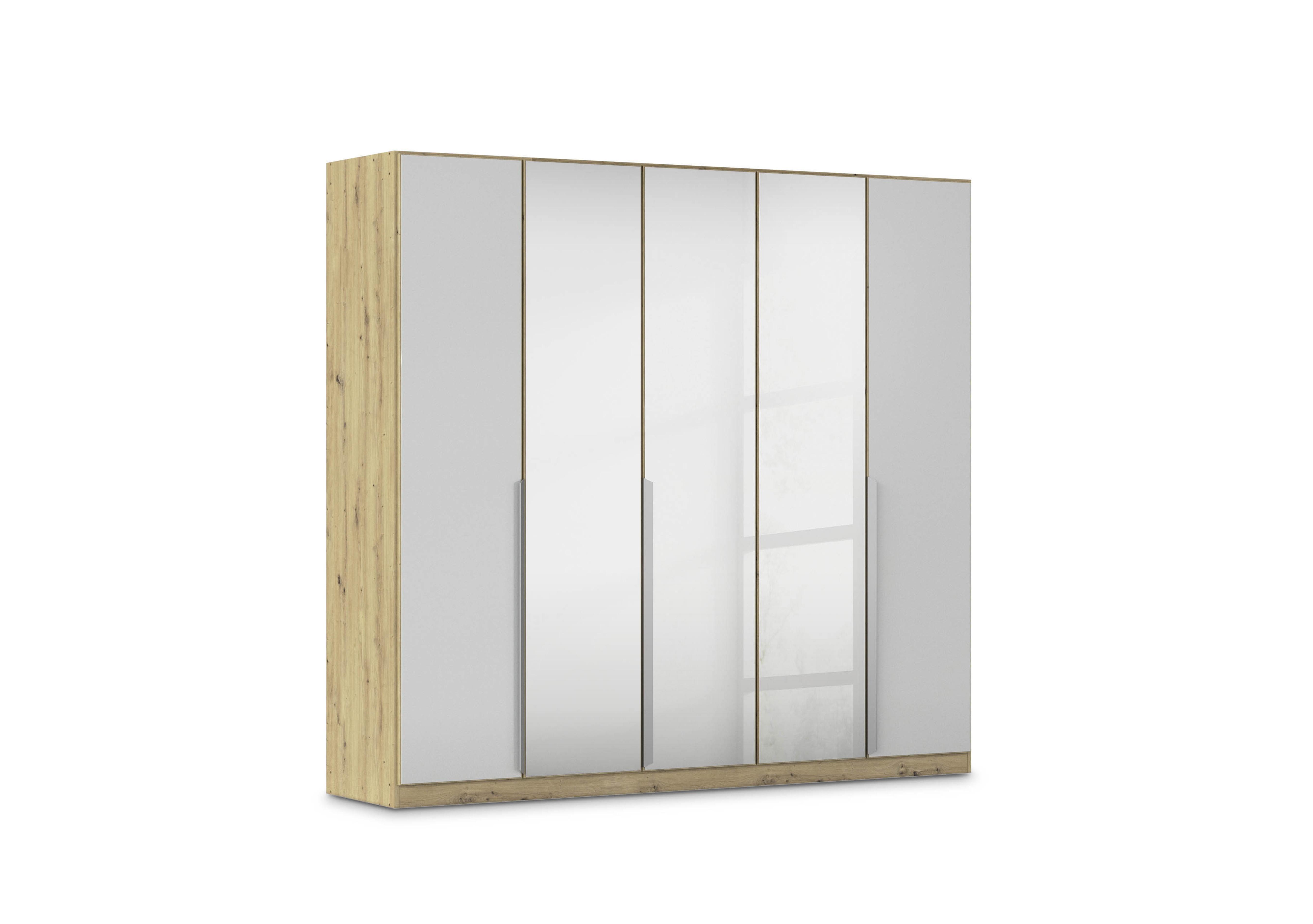 Freja 226cm 5 Door Hinged Glass Wardrobe With Mirror Doors in Ag735 Silk Grey Glass on Furniture Village