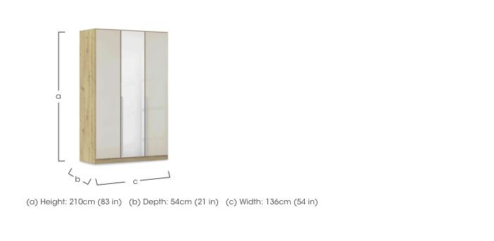 Freja 136cm 3 Door Hinged Glass Wardrobe With Mirror Door in  on Furniture Village