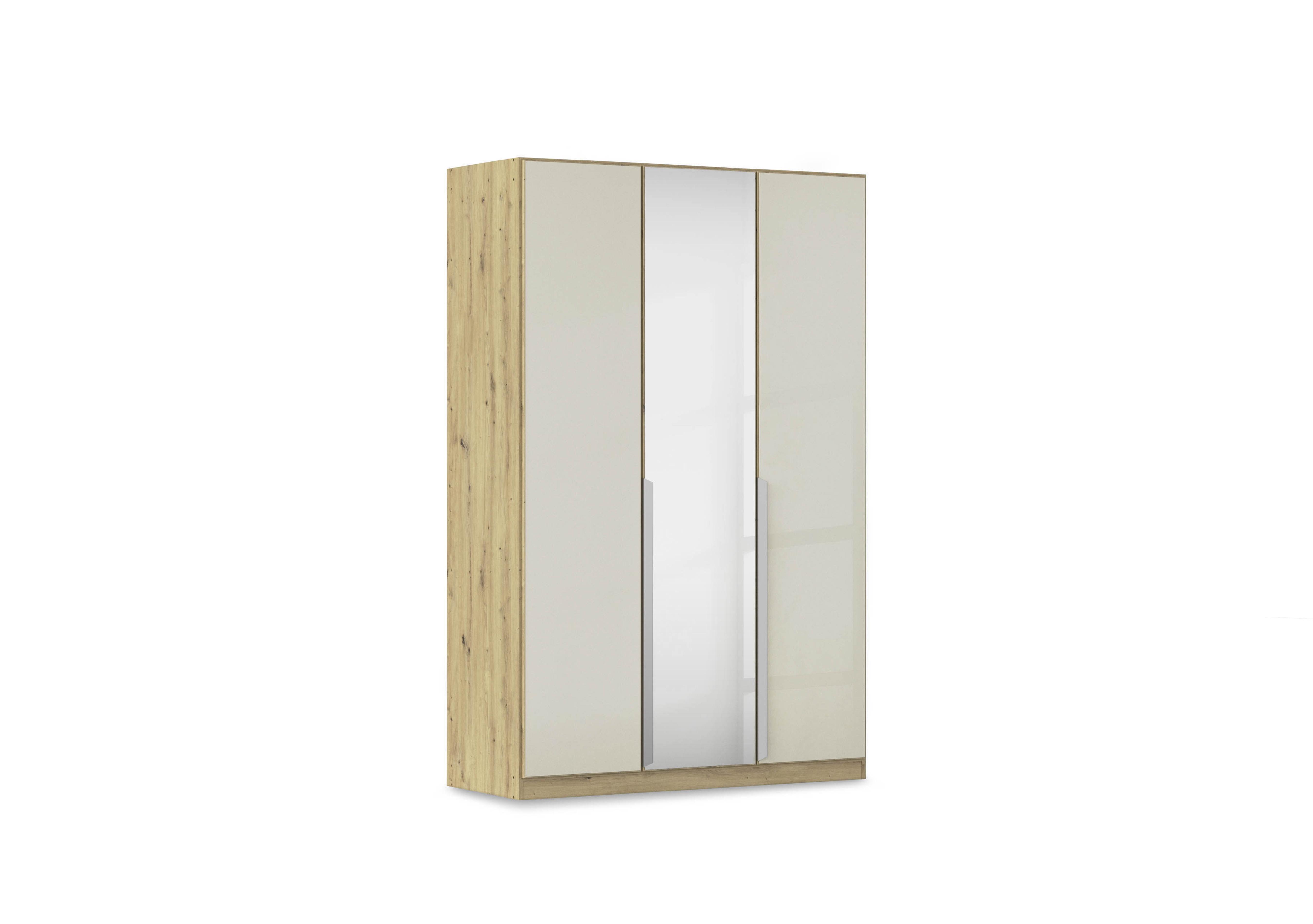 Freja 136cm 3 Door Hinged Glass Wardrobe With Mirror Door in Ag732 Champagne Glass on Furniture Village