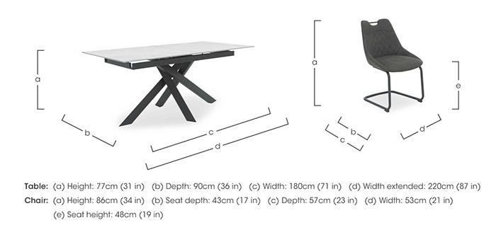 Warrior Crystal White Extending Dining Table with 4 Cantilever Dining Chairs in  on Furniture Village