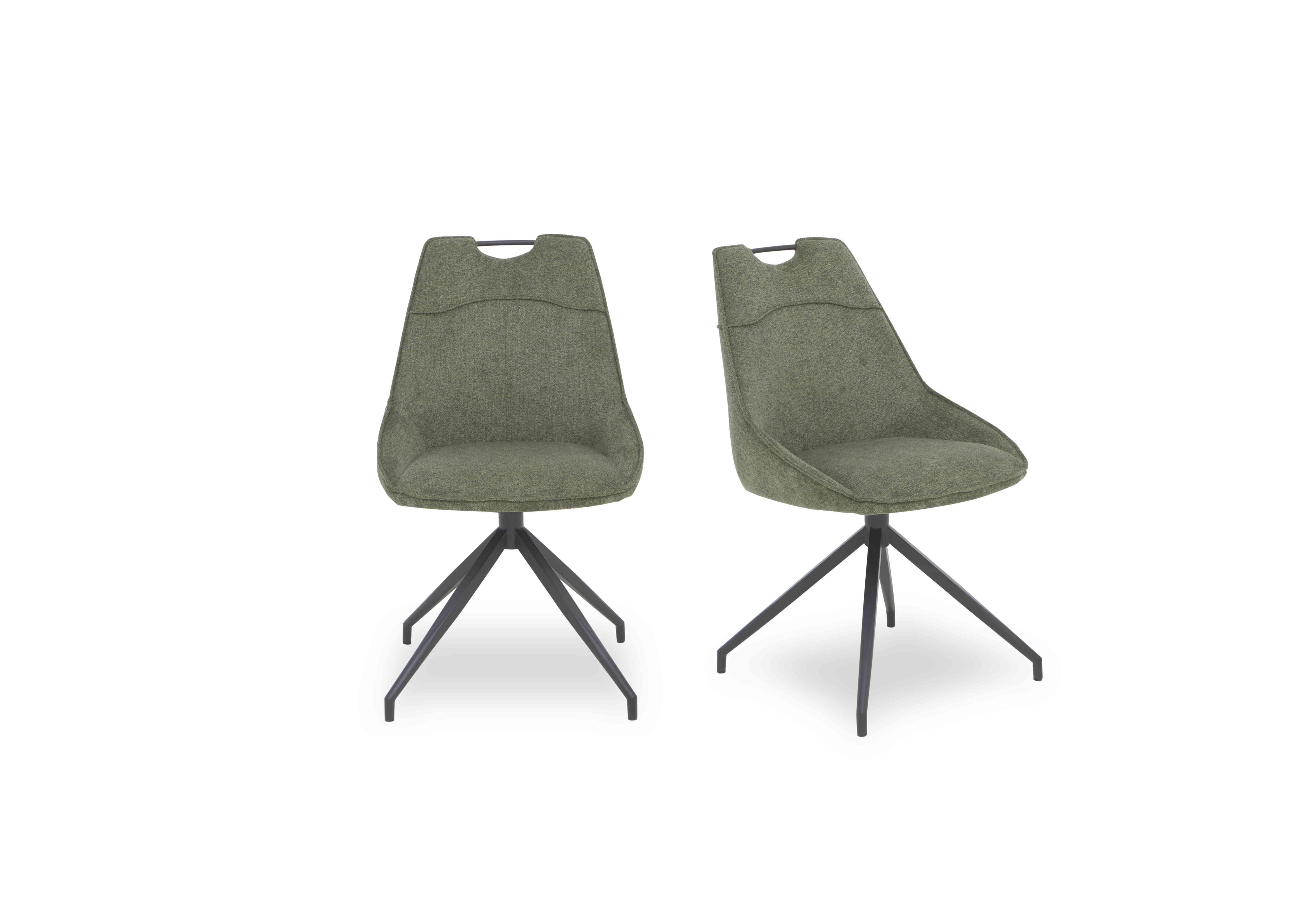 Pedro Pair of Fabric Swivel Dining Chairs in Green on Furniture Village