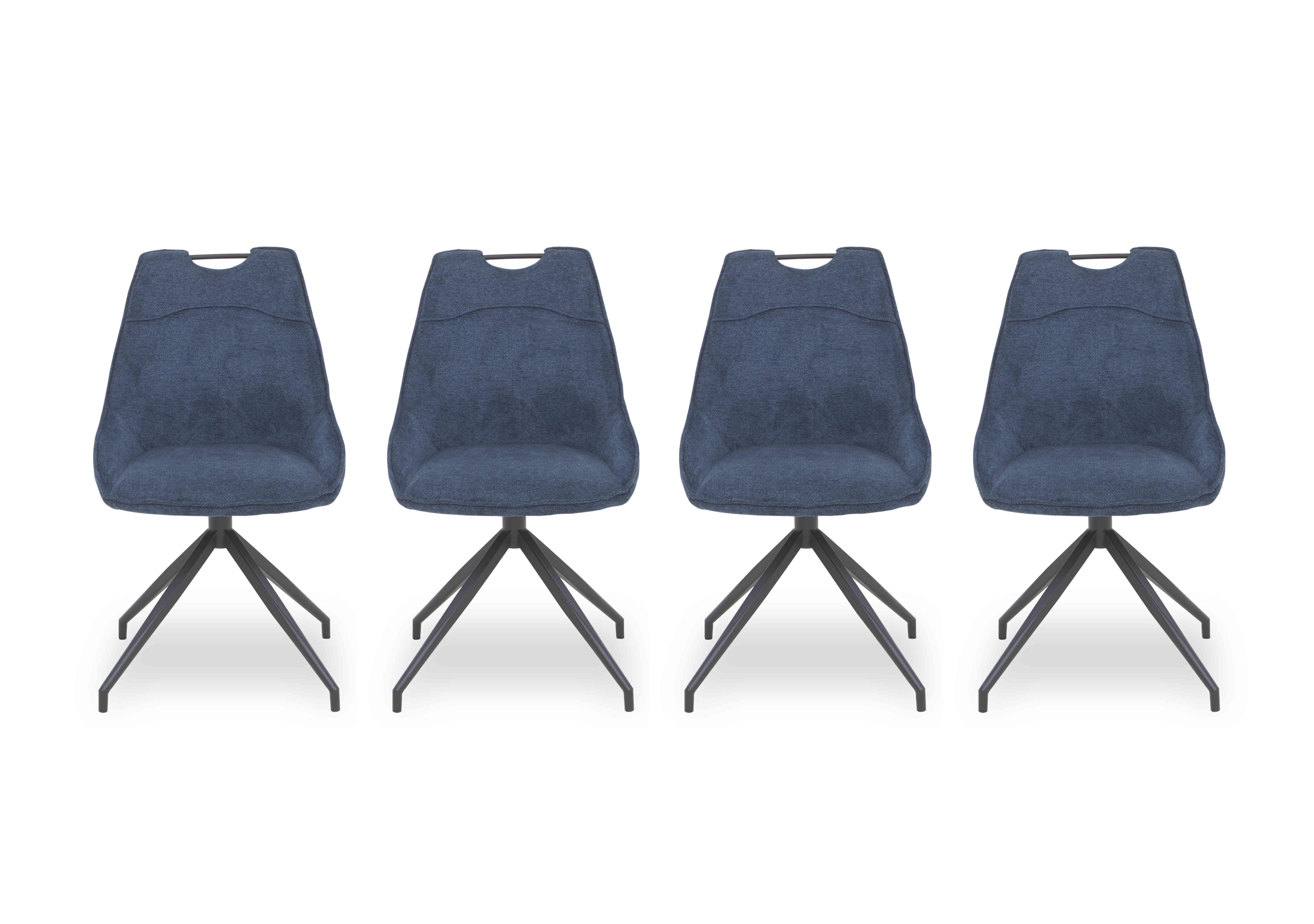 Pedro Set of 4 Fabric Swivel Dining Chairs in Blue on Furniture Village