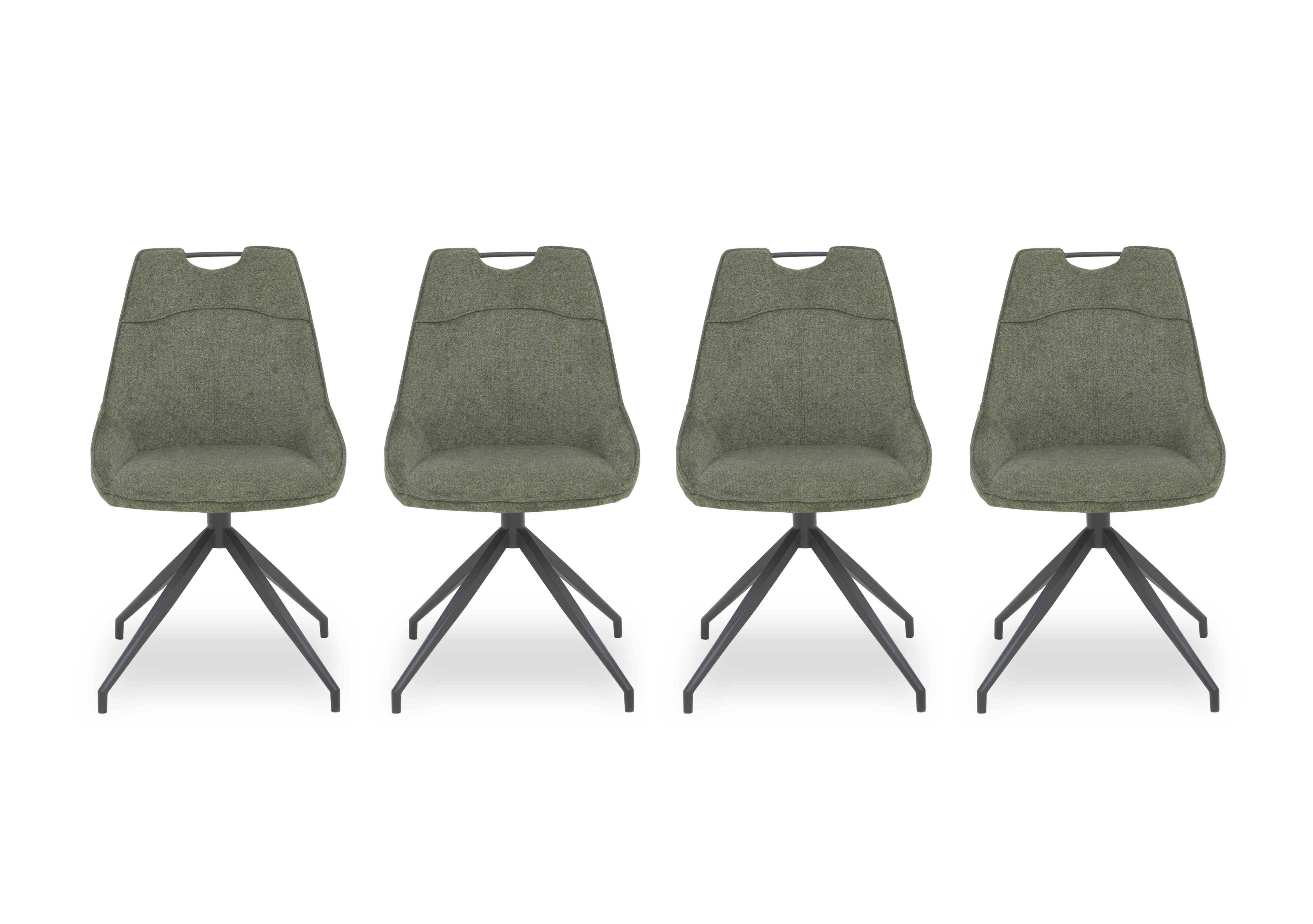 Pedro Set of 4 Fabric Swivel Dining Chairs in Green on Furniture Village