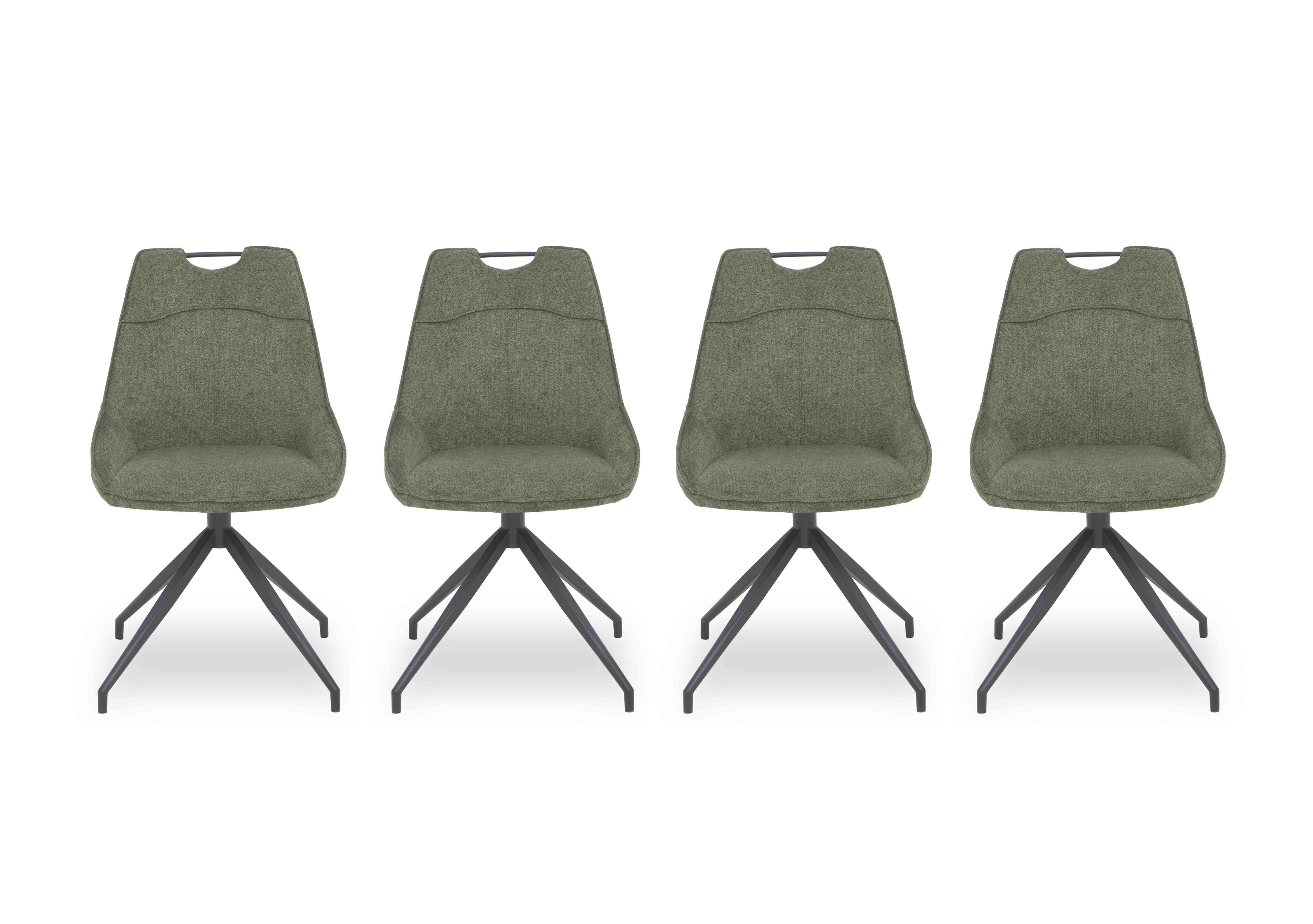 Pedro Set of 4 Fabric Swivel Dining Chairs in Green on Furniture Village