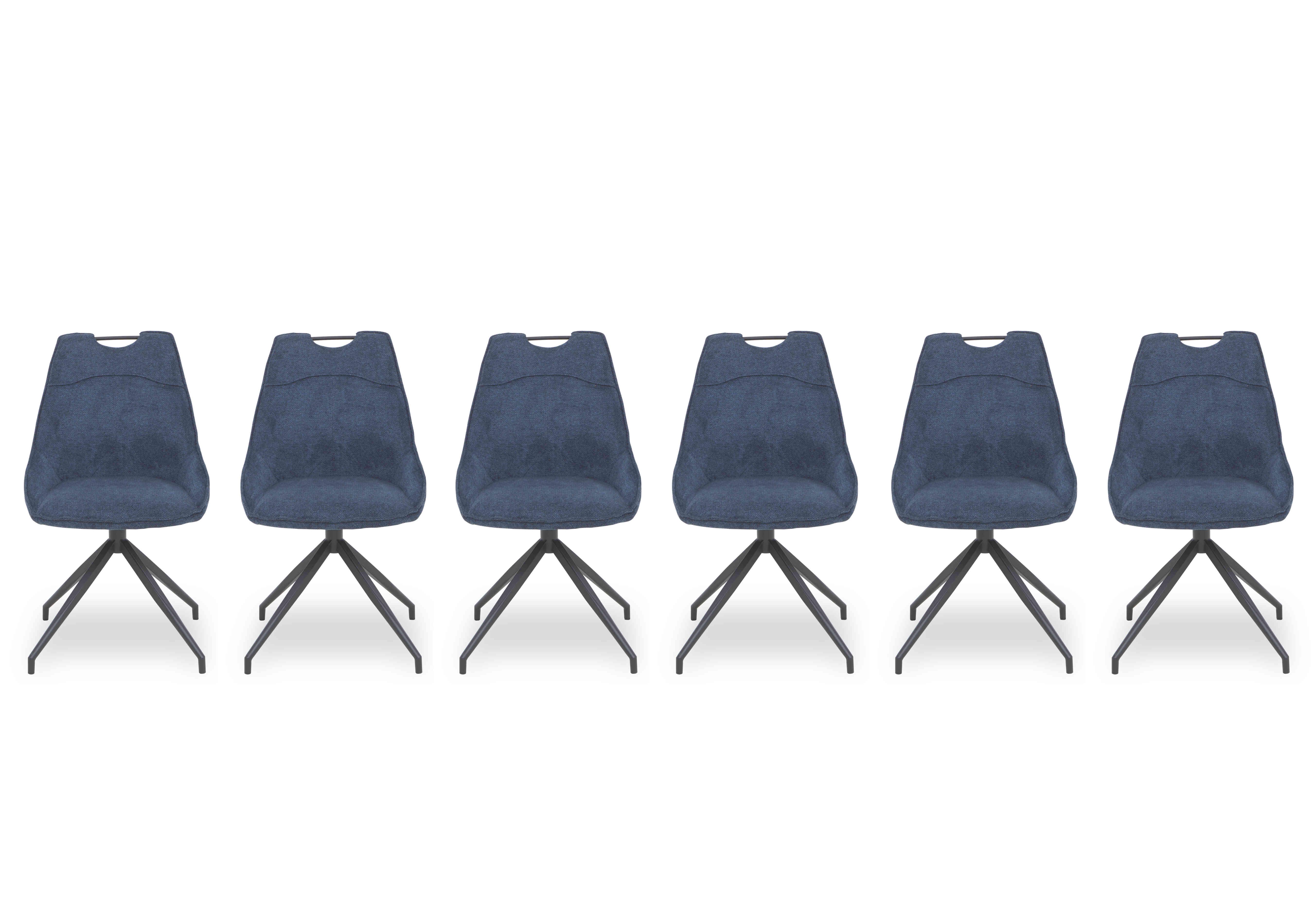 Pedro Set of 6 Fabric Swivel Dining Chairs in Blue on Furniture Village