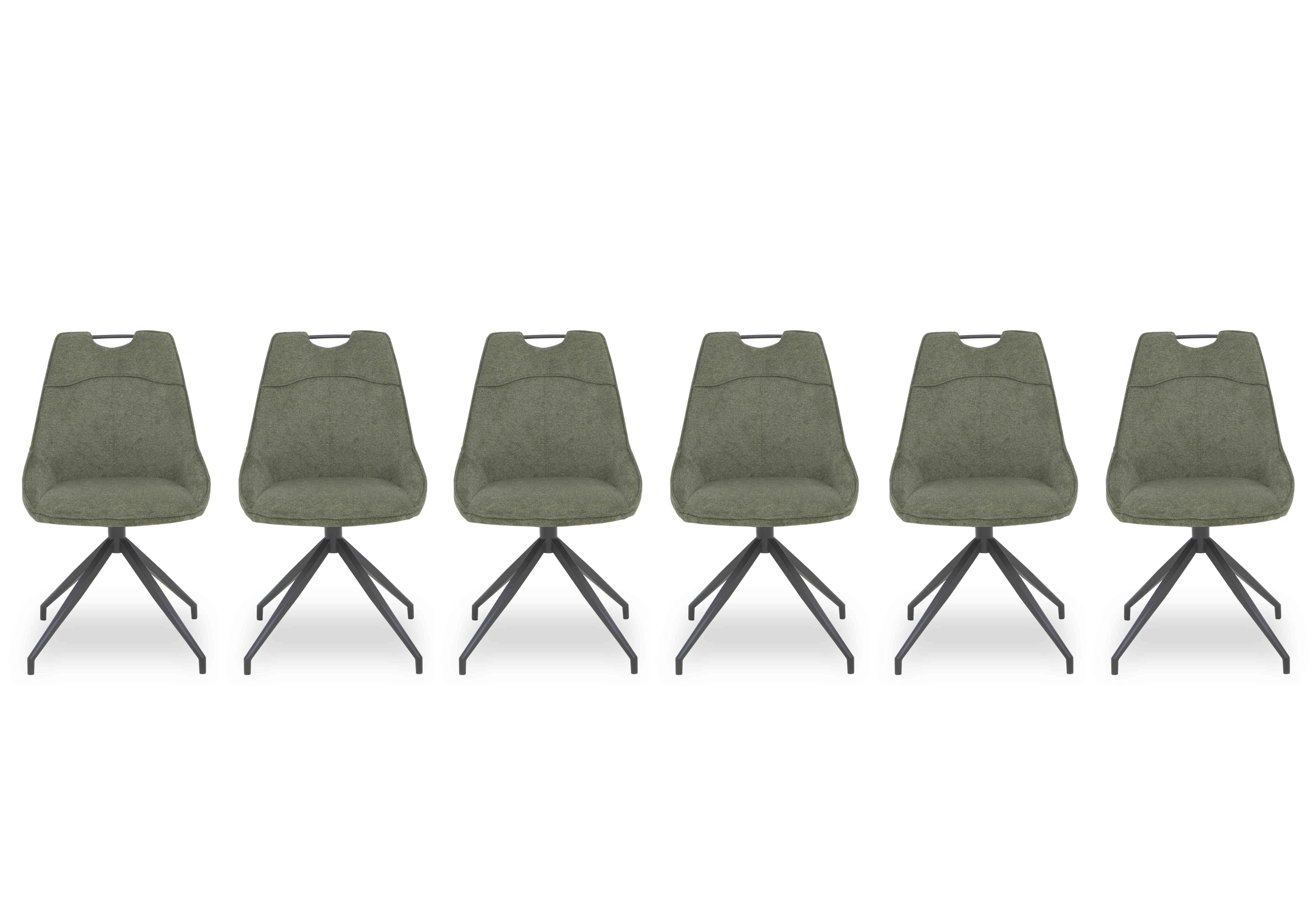 Pedro Set of 6 Fabric Swivel Dining Chairs in Green on Furniture Village
