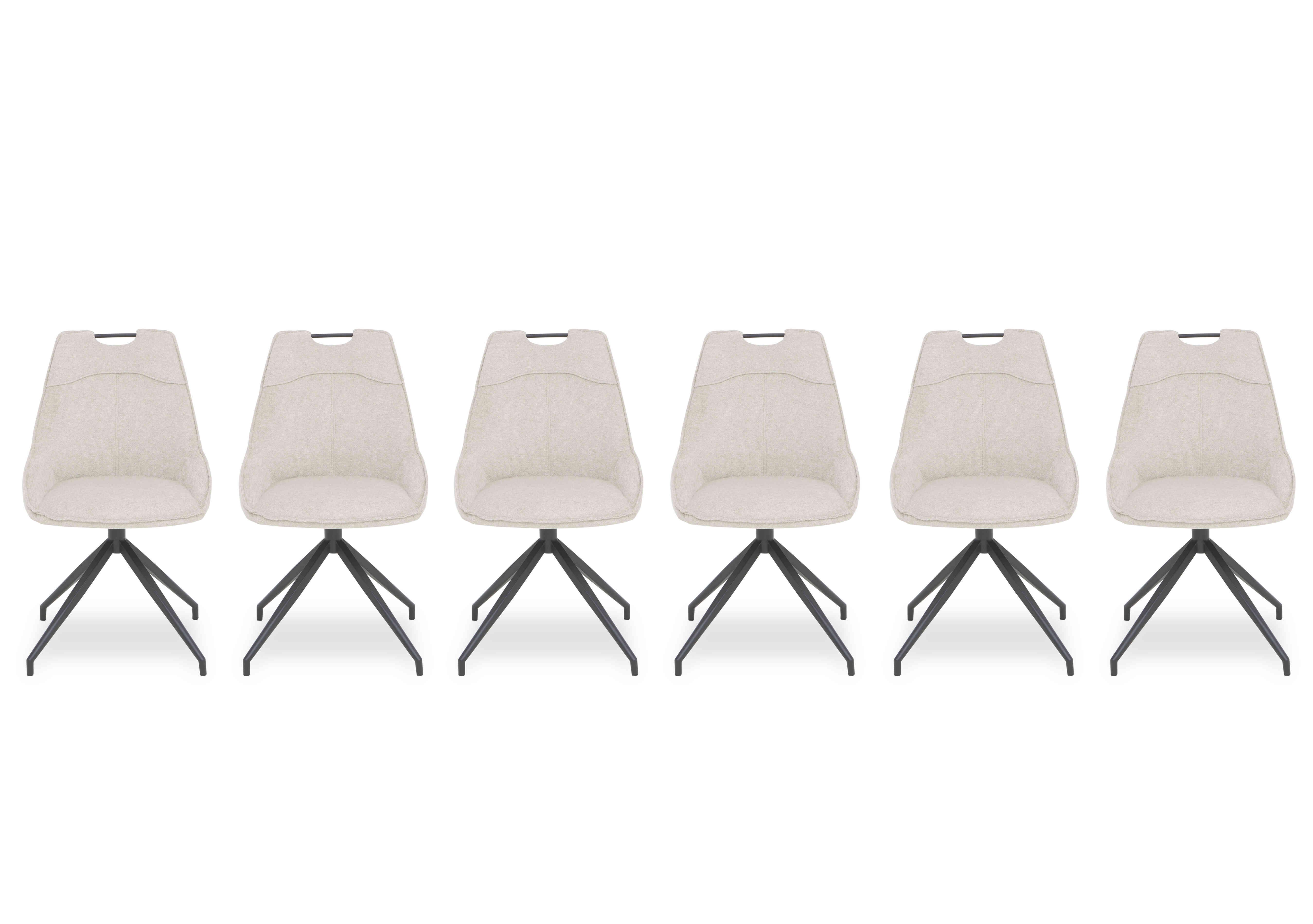 Pedro Set of 6 Fabric Swivel Dining Chairs in Natural on Furniture Village
