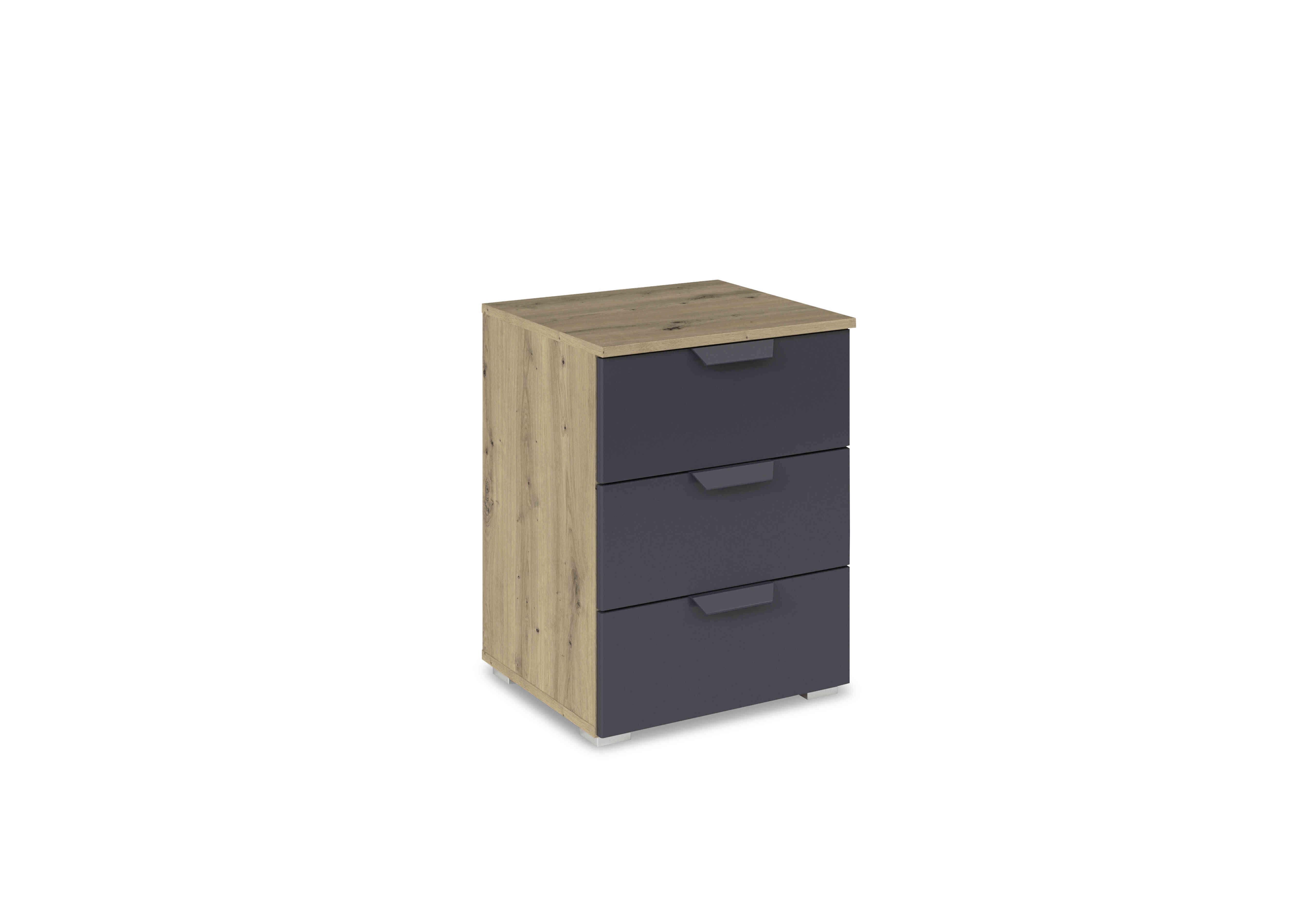 Leon 3 Drawer Bedside Cabinet in Ad60w Grey Drs-Art Oak Carcase on Furniture Village