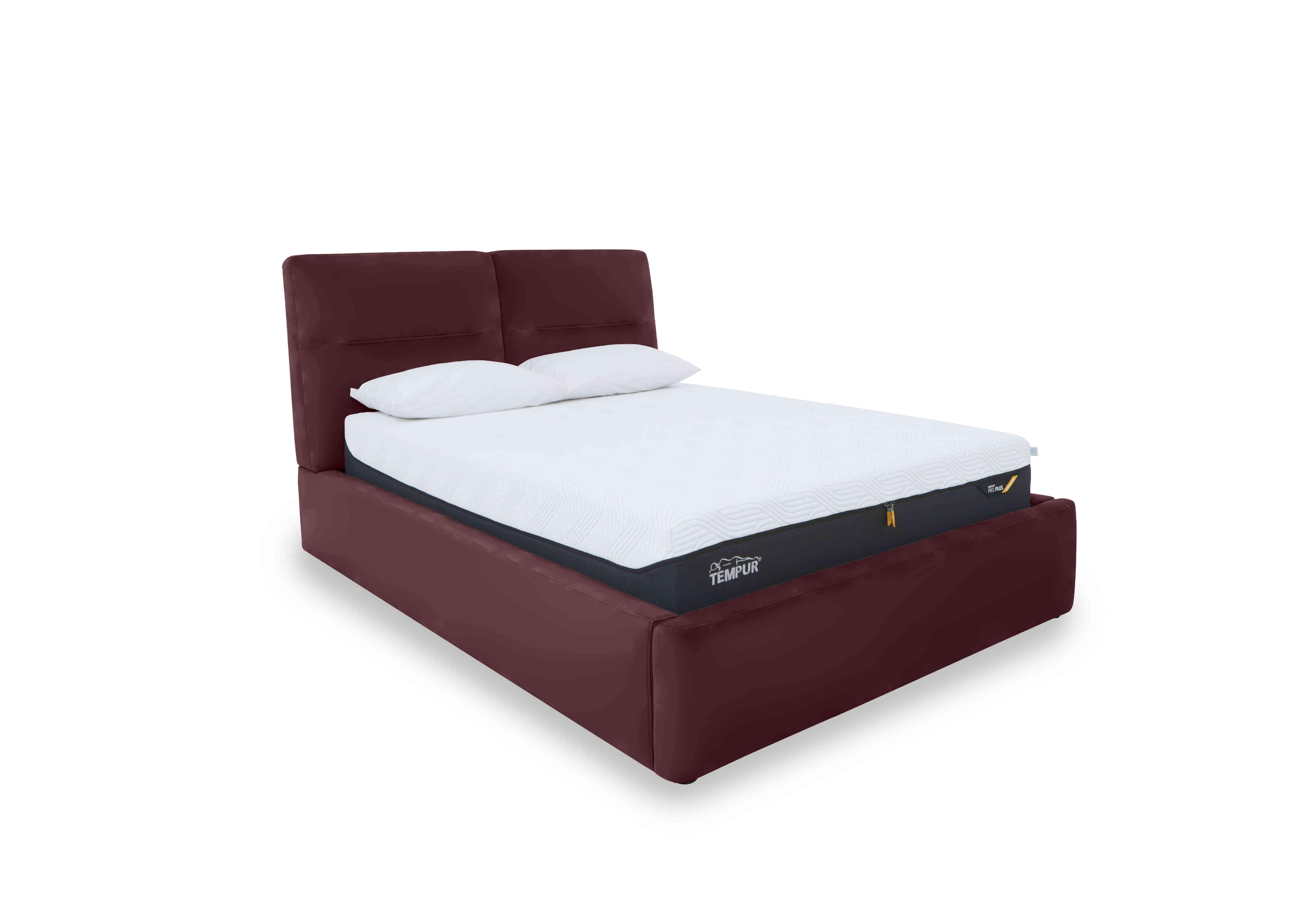 Stark Leather Manual Ottoman Bed Frame in Bv-035c Deep Red on Furniture Village