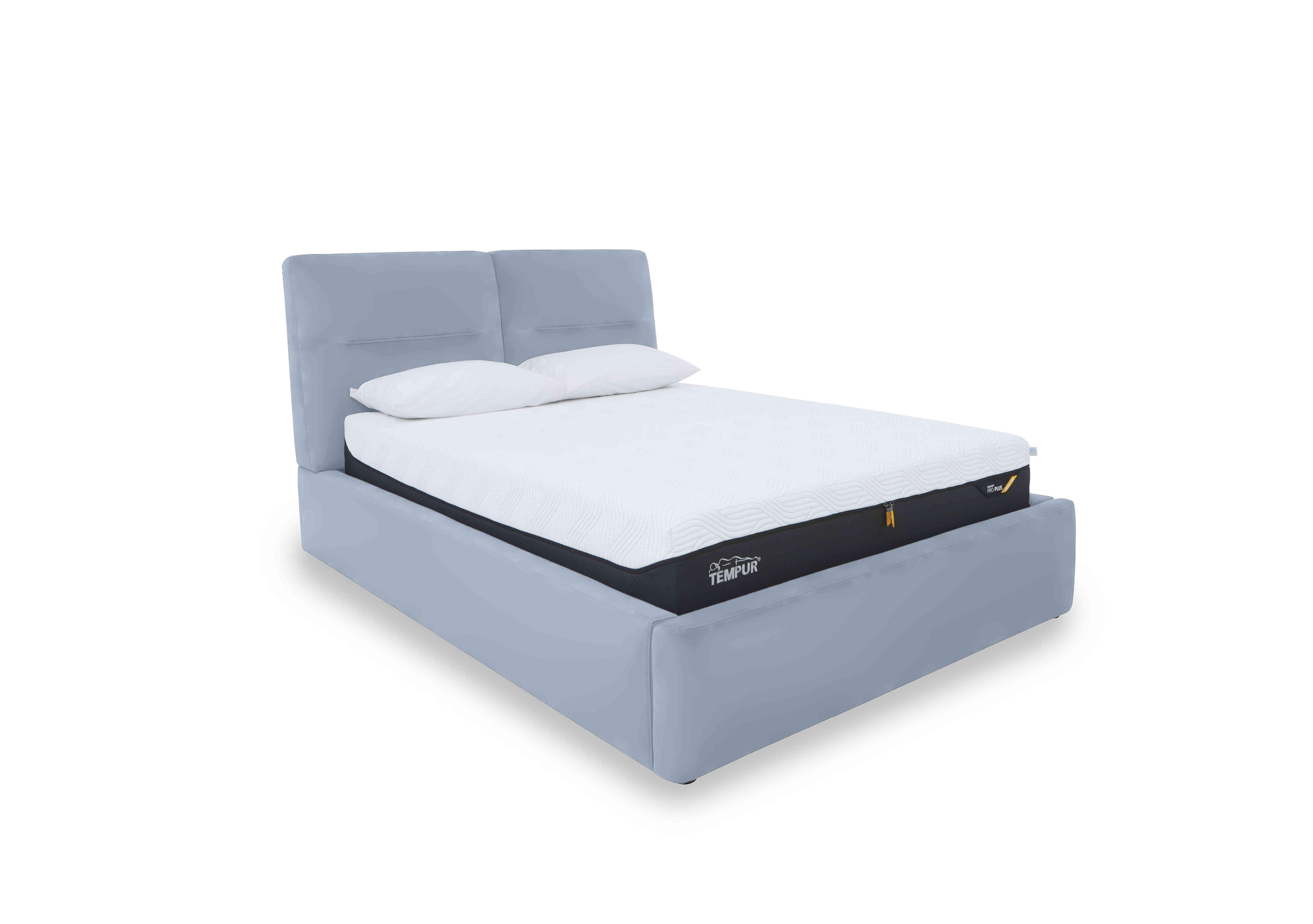Stark Leather Manual Ottoman Bed Frame in Nc-026e Pearl Blue on Furniture Village