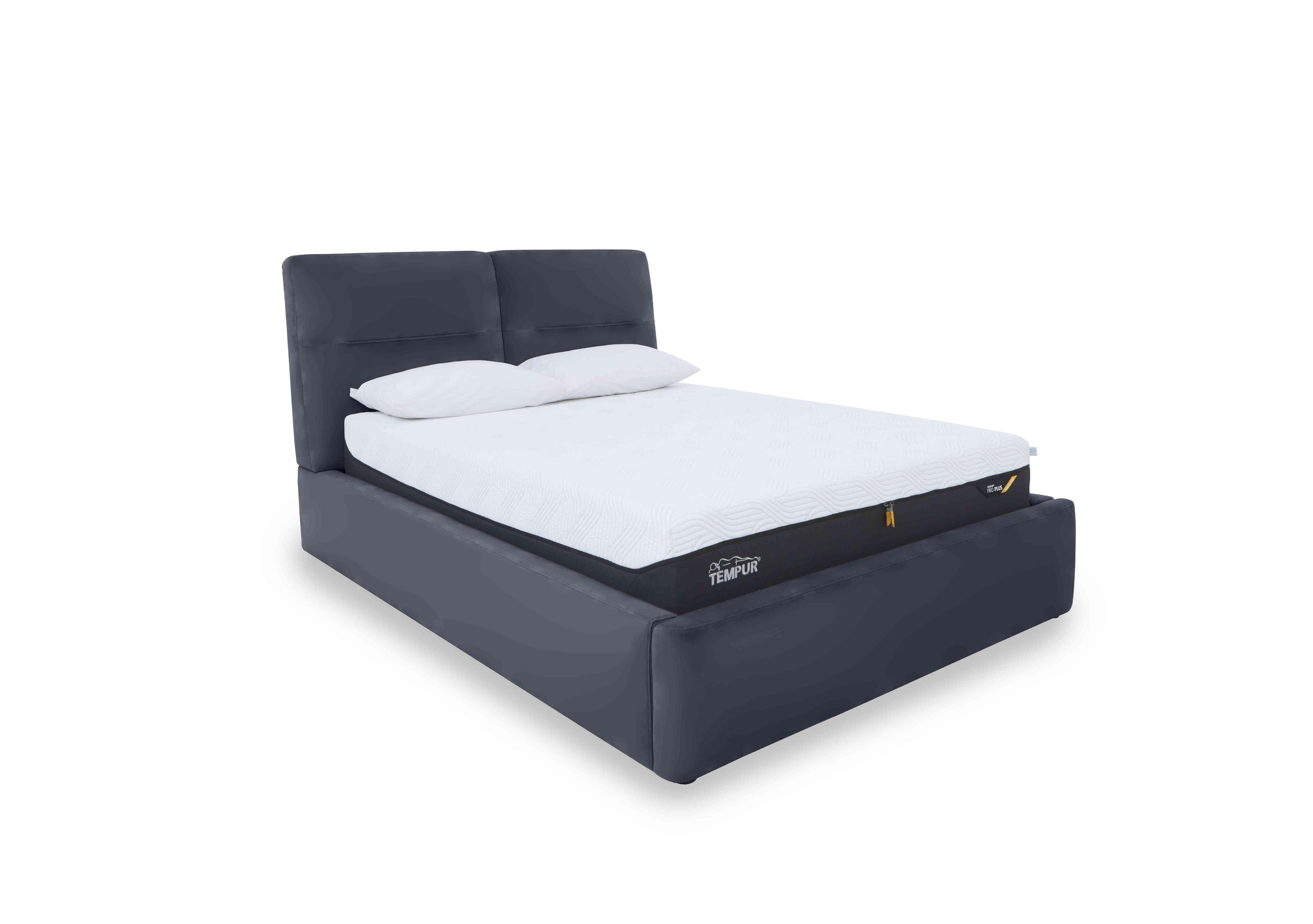 Stark Leather Manual Ottoman Bed Frame in Nc-313e Ocean Blue on Furniture Village