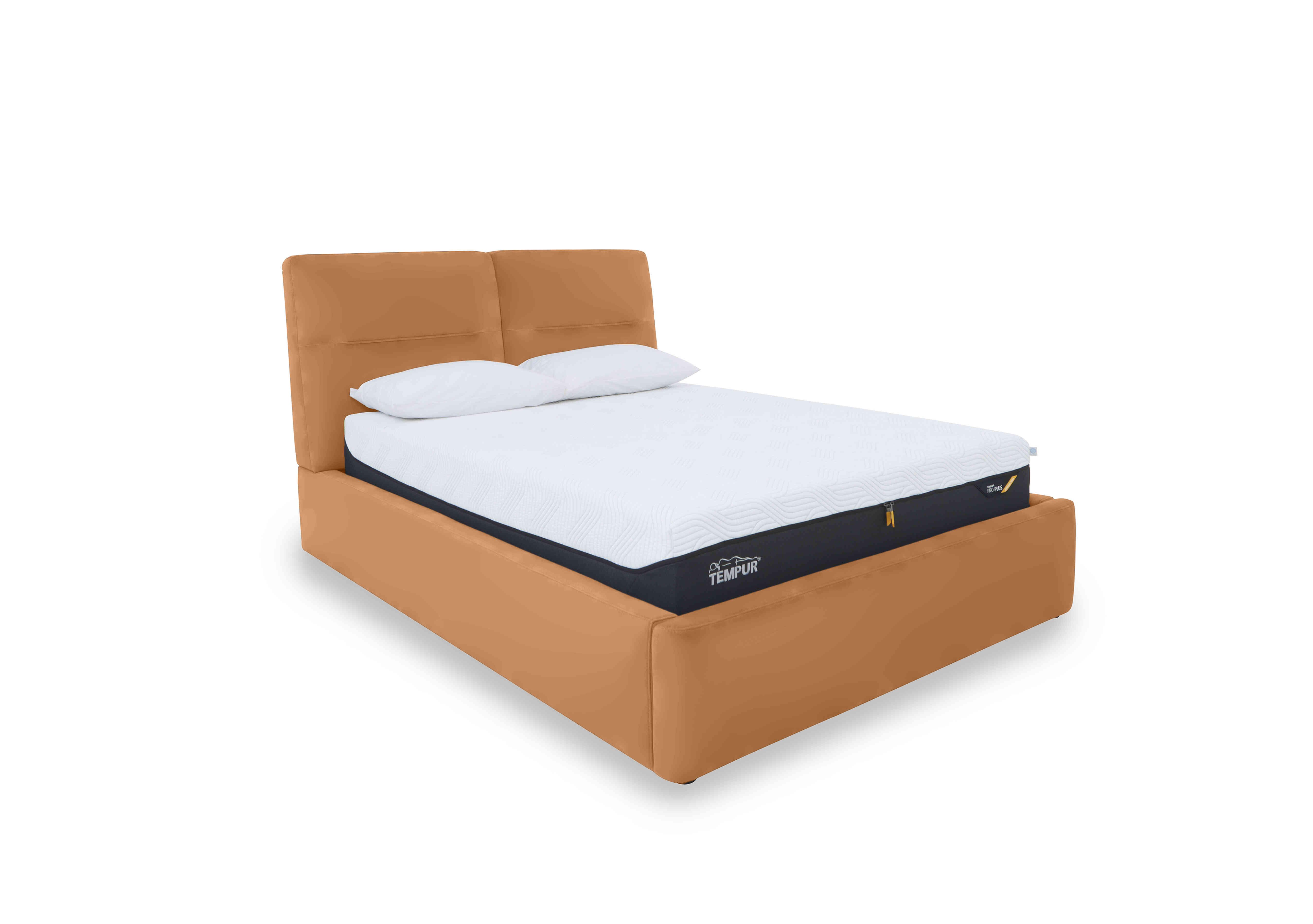 Stark Leather Manual Ottoman Bed Frame in Nc-335e Honey Yellow on Furniture Village