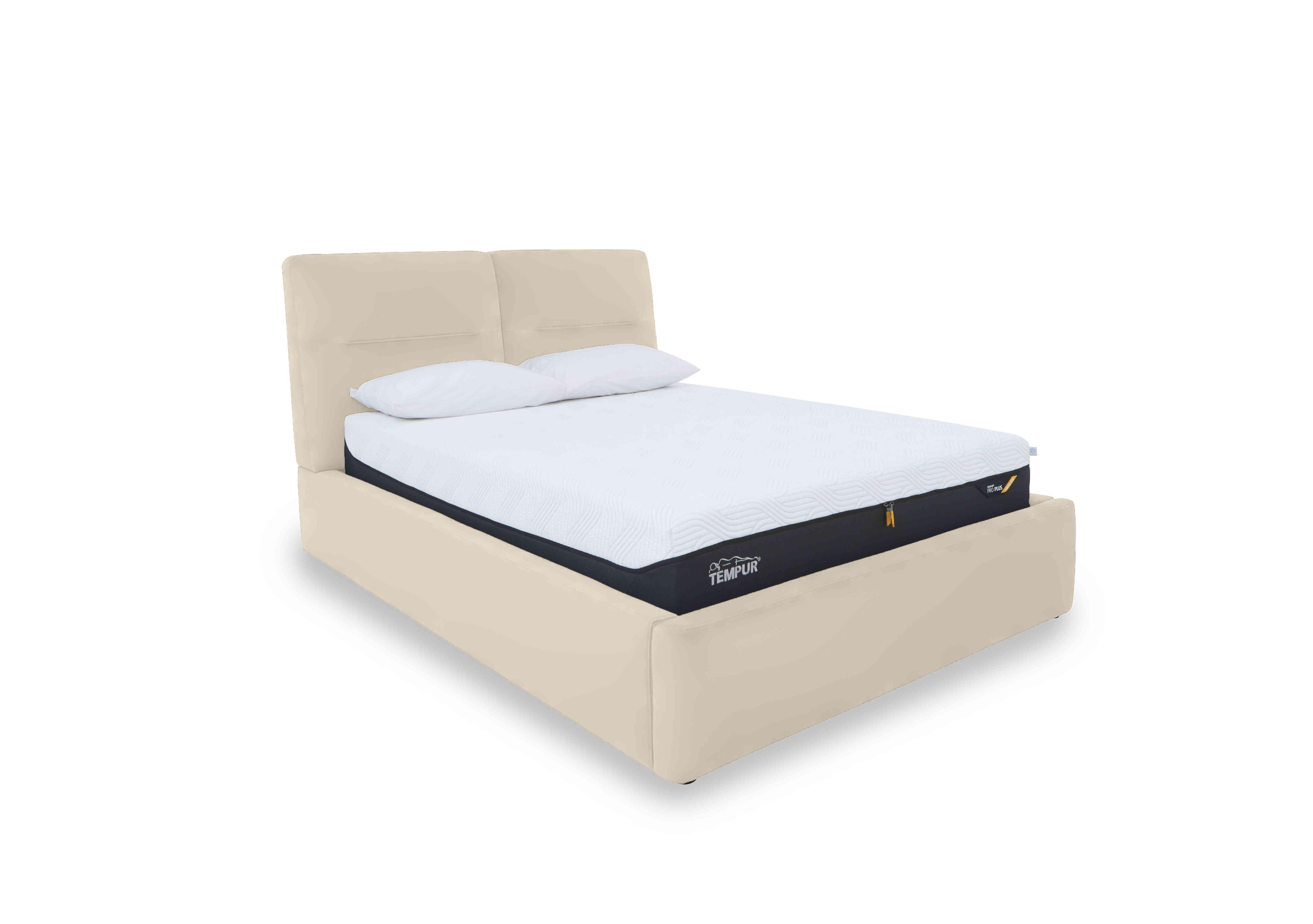 Stark Leather Manual Ottoman Bed Frame in Nc-862c Bisque on Furniture Village
