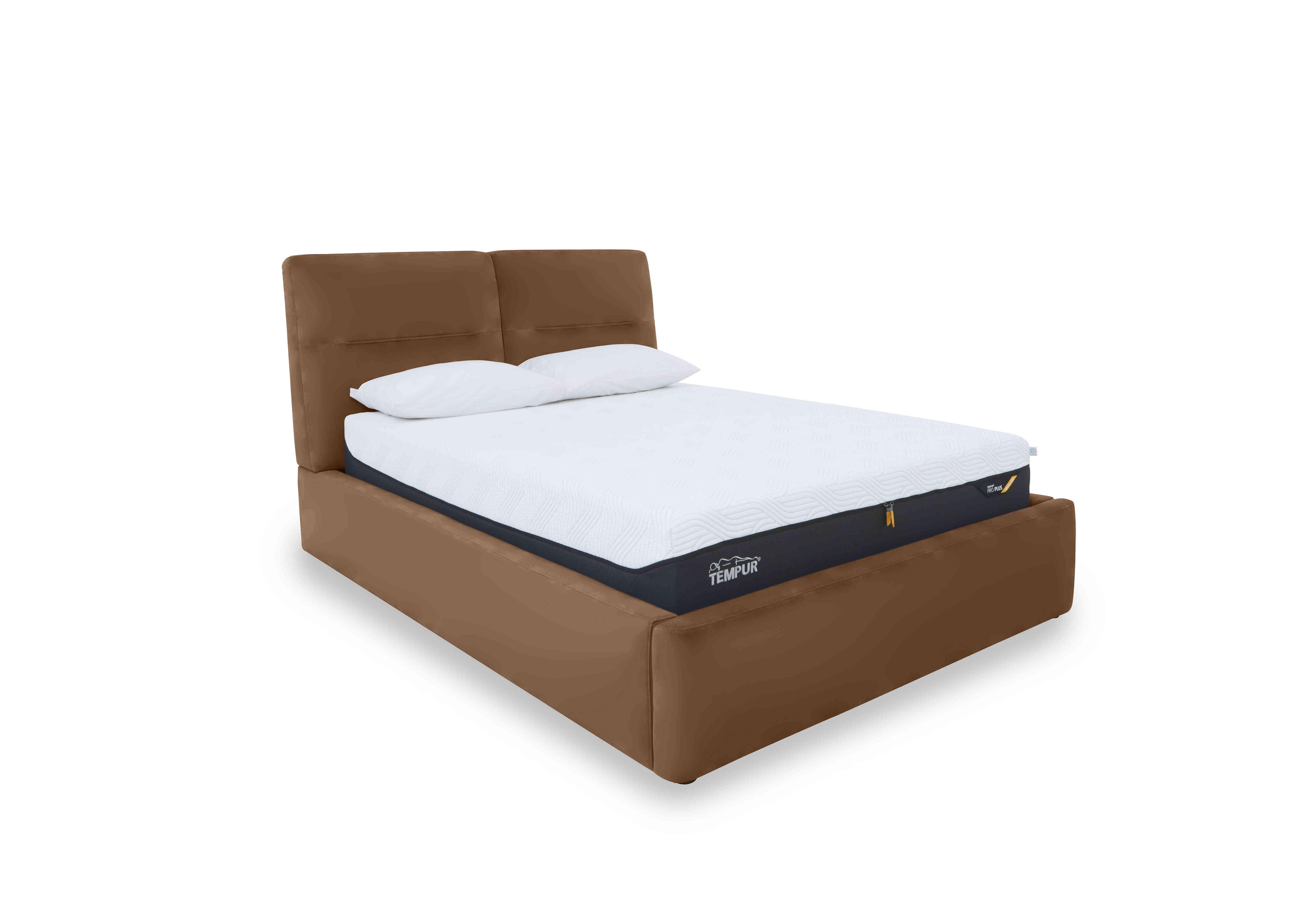 Stark Leather Manual Ottoman Bed Frame in Nw-334e Pecan on Furniture Village