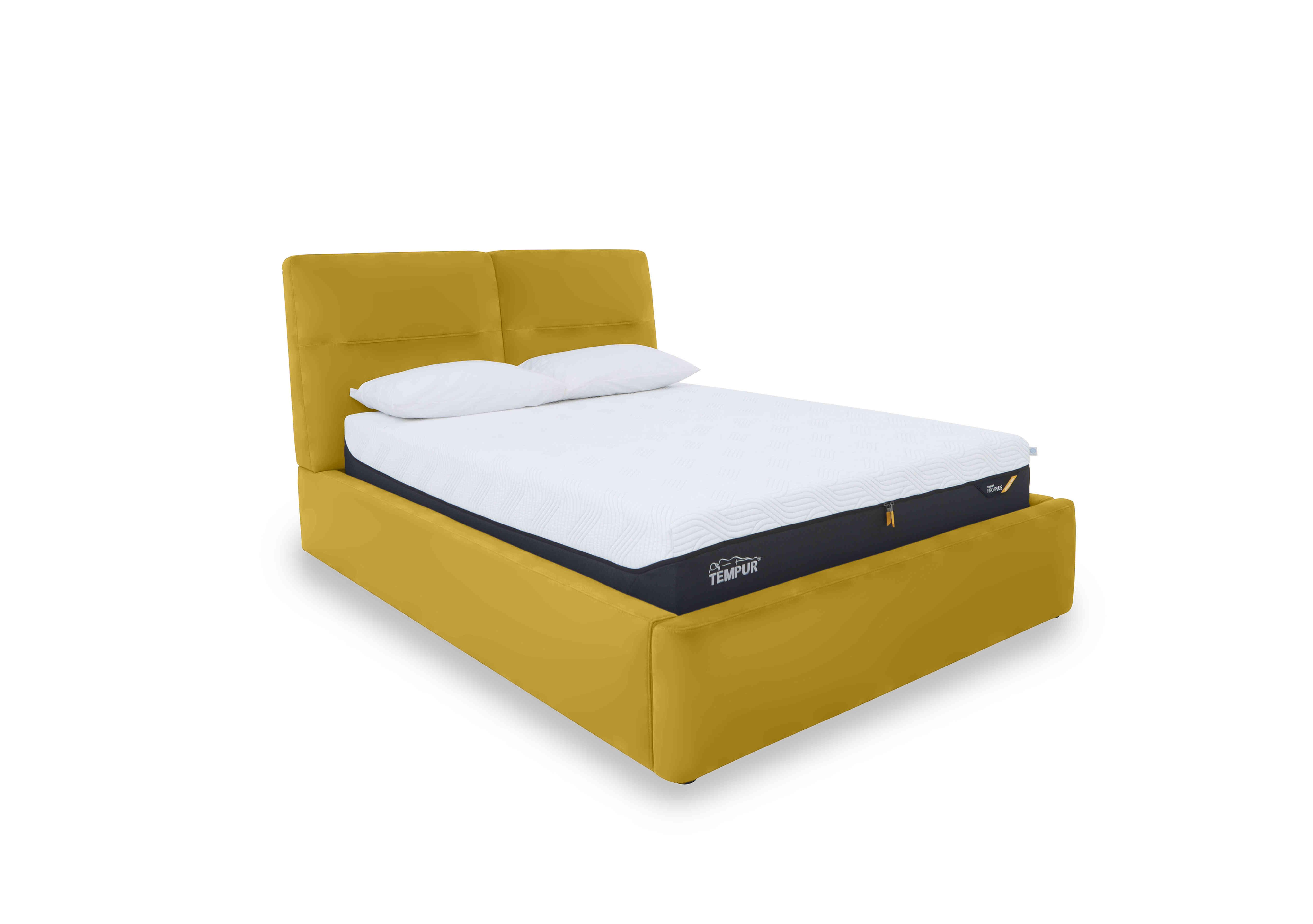 Stark Leather Manual Ottoman Bed Frame in Nw-663e Yellow on Furniture Village