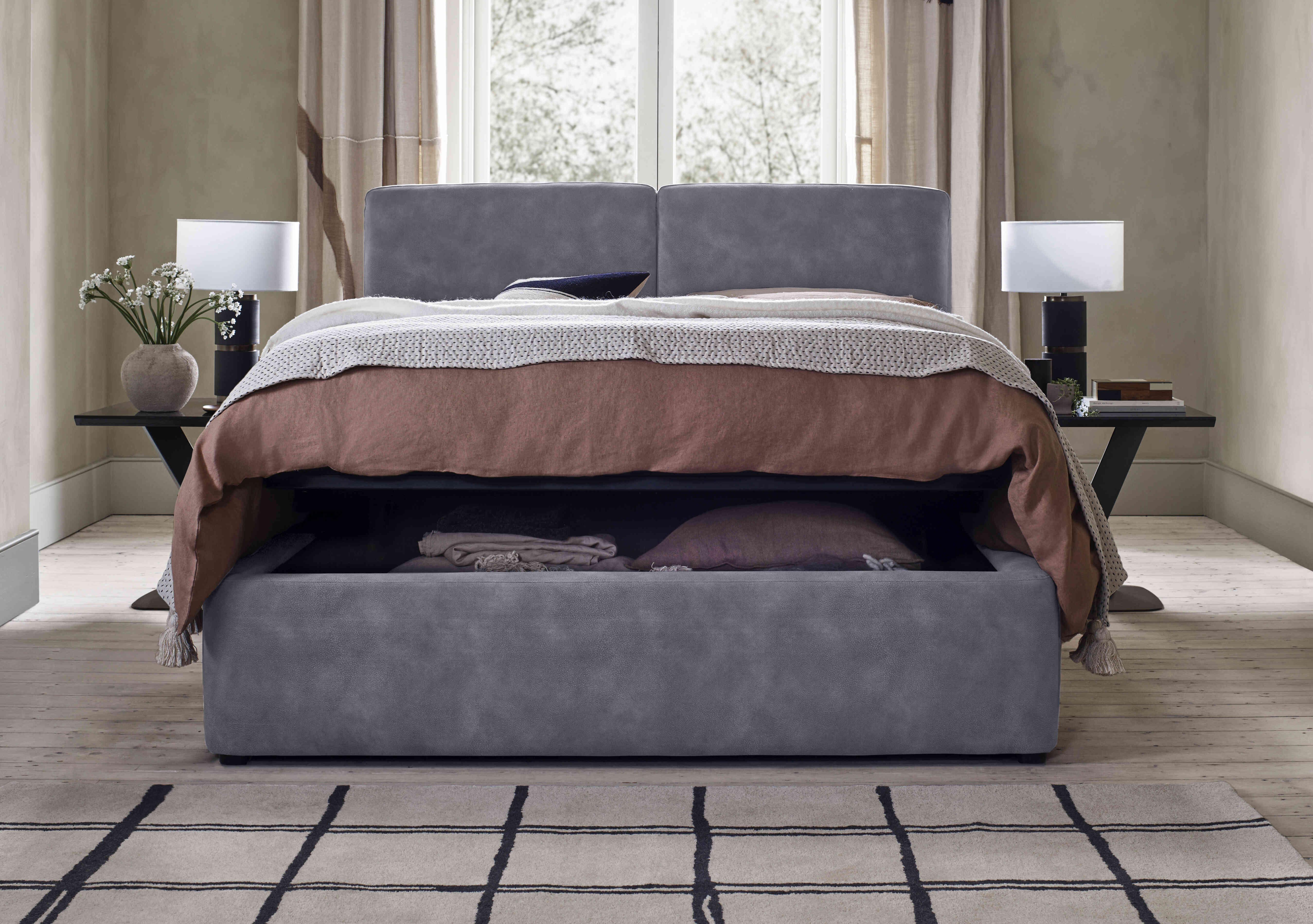 Stark Fabric Manual Ottoman Bed Frame in  on Furniture Village